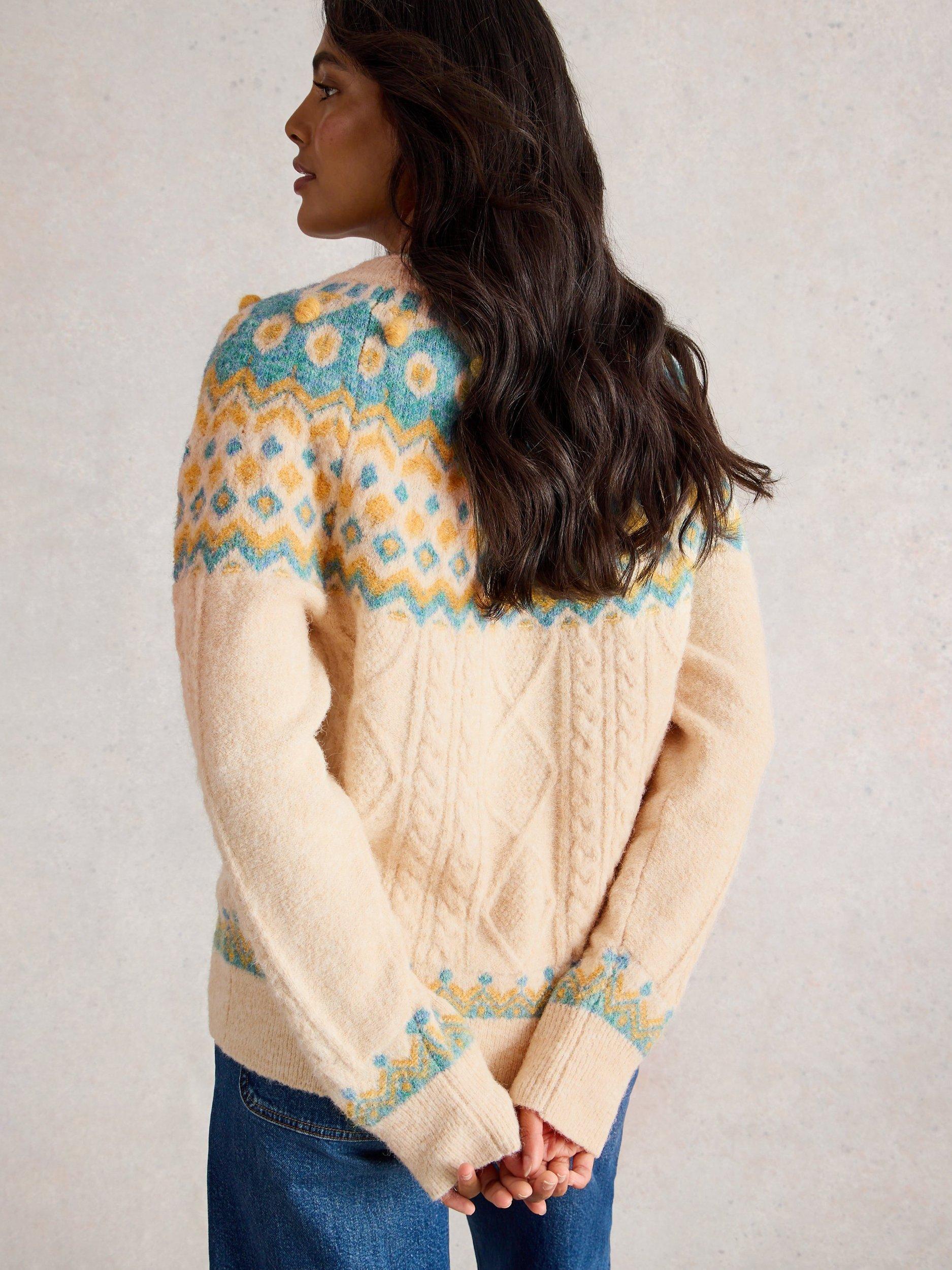 Product image 2 of 6, which shows White Stuff Izzy Fair Isle Jumper, Ivory/Multi, 16