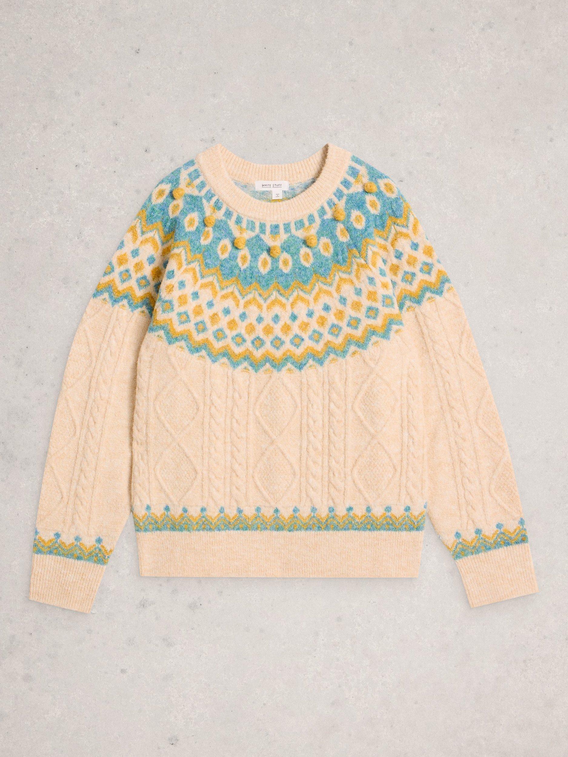 Product image 5 of 6, which shows White Stuff Izzy Fair Isle Jumper, Ivory/Multi, 16