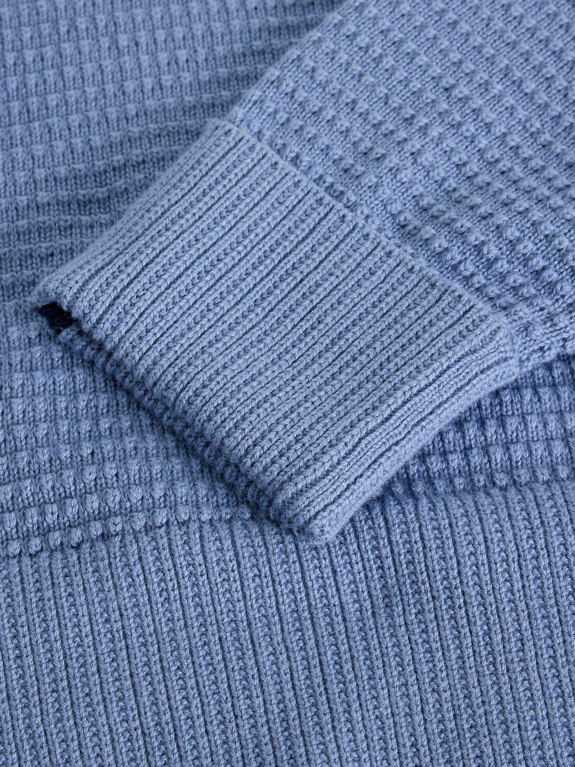 Product image 6 of 6, which shows White Stuff Jade Organic Cotton Long Sleeve Round Neck Jumper, Mid Blue, 6