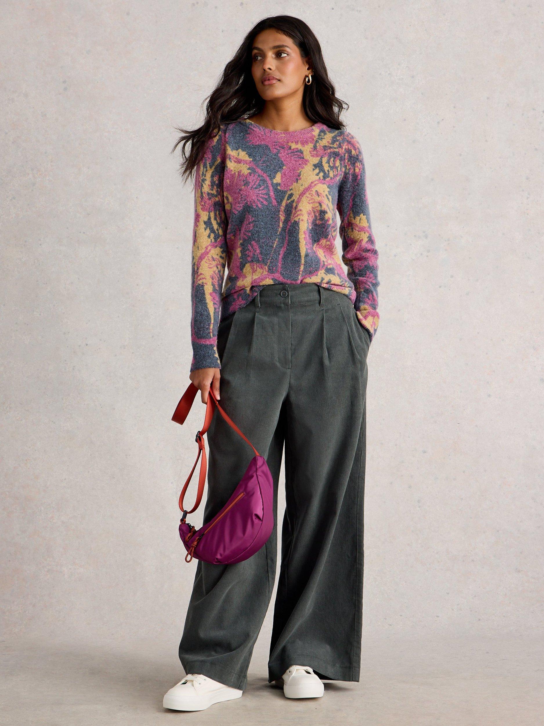 Product image 1 of 6, which shows White Stuff Jodie Abstract Wool Blend Jumper, Navy/Multi, 6