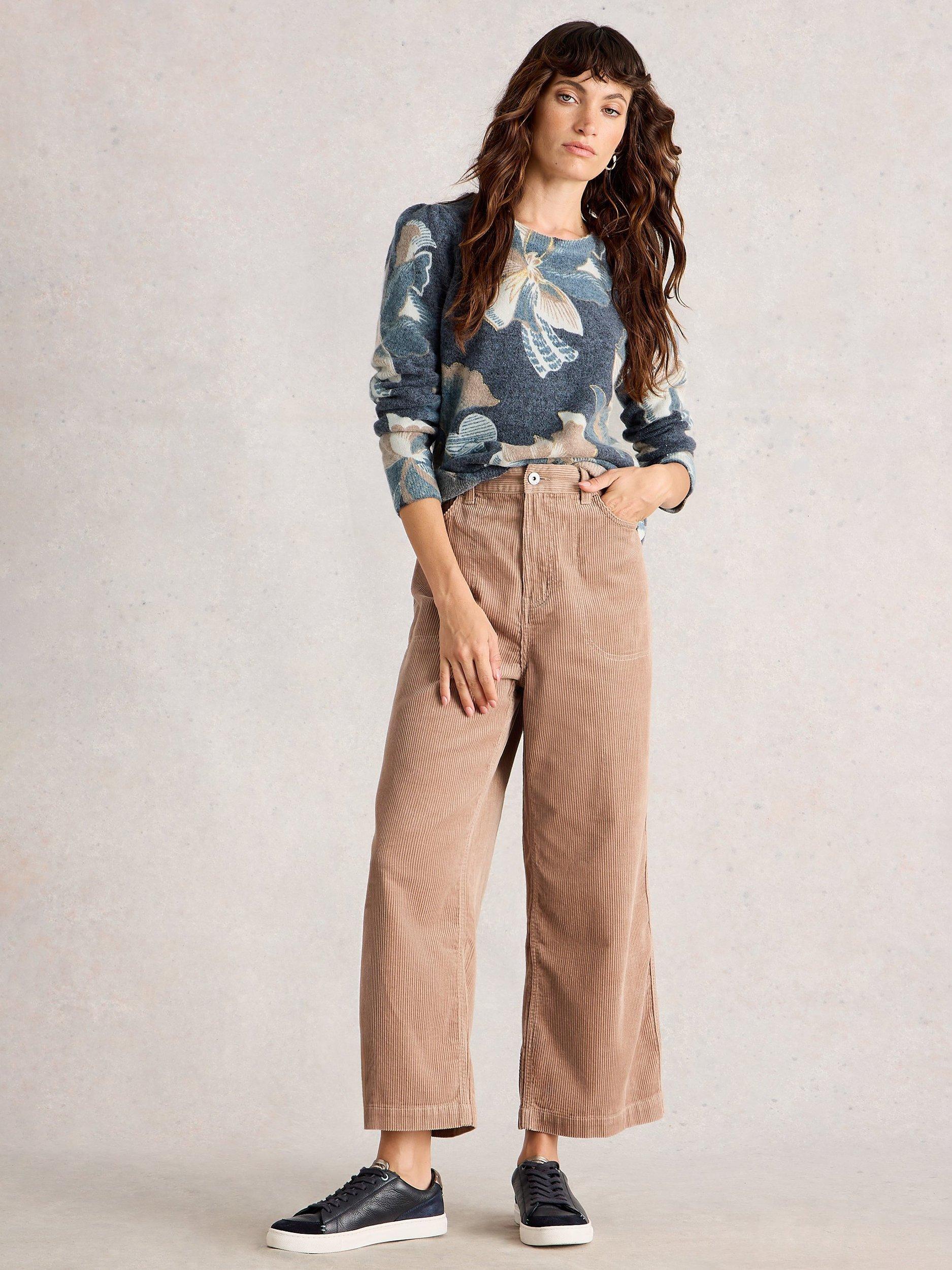 Product image 1 of 6, which shows White Stuff Jodie Floral Printed Wool Blend Jumper, Navy, 6