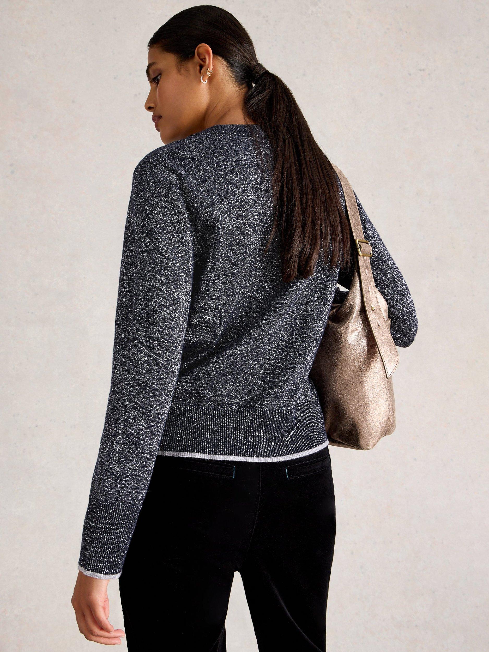 Product image 2 of 6, which shows White Stuff Katie Cotton Merino Wool Blend Jumper, Dark Navy, 8