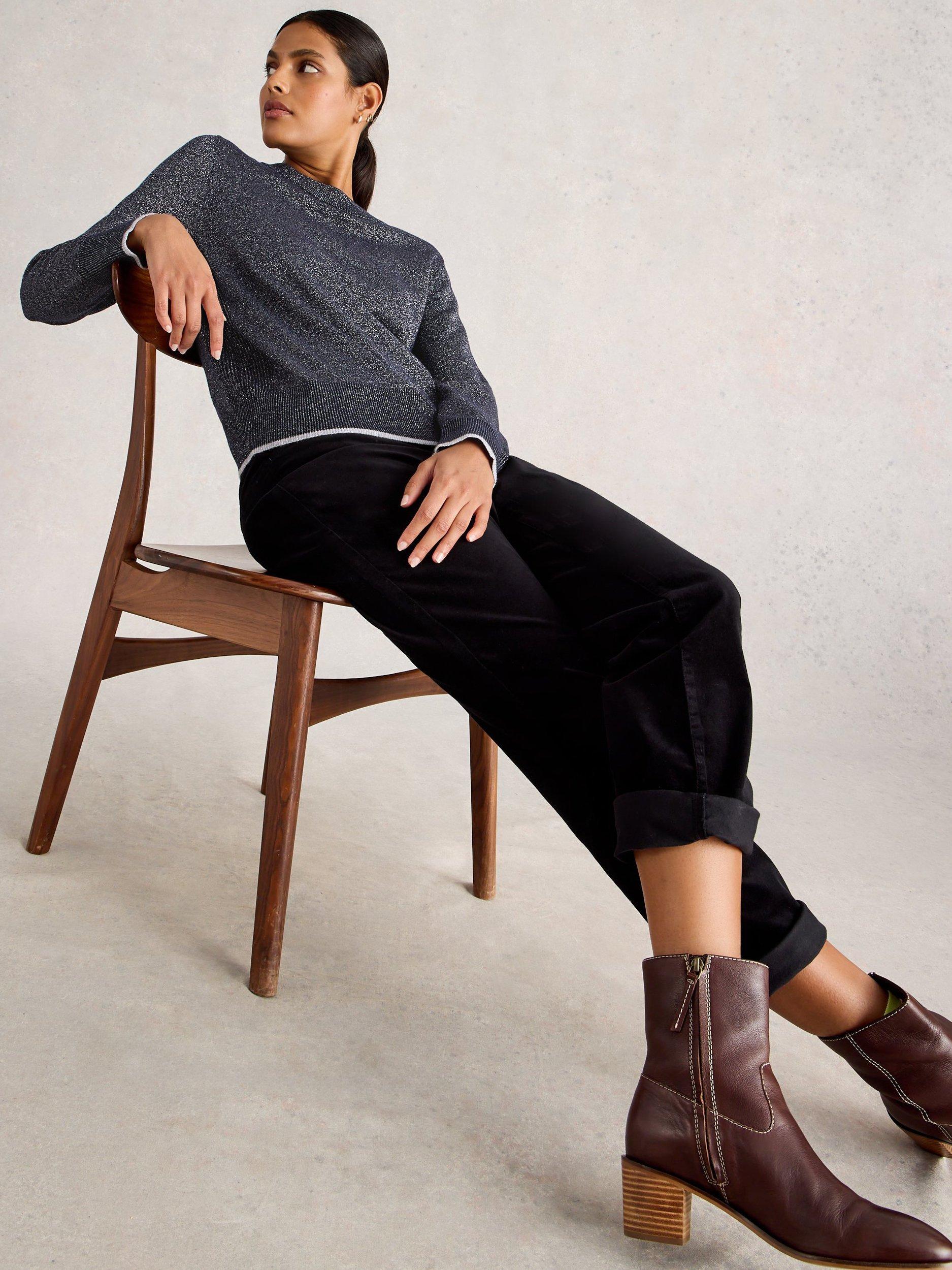 Product image 4 of 6, which shows White Stuff Katie Cotton Merino Wool Blend Jumper, Dark Navy, 8