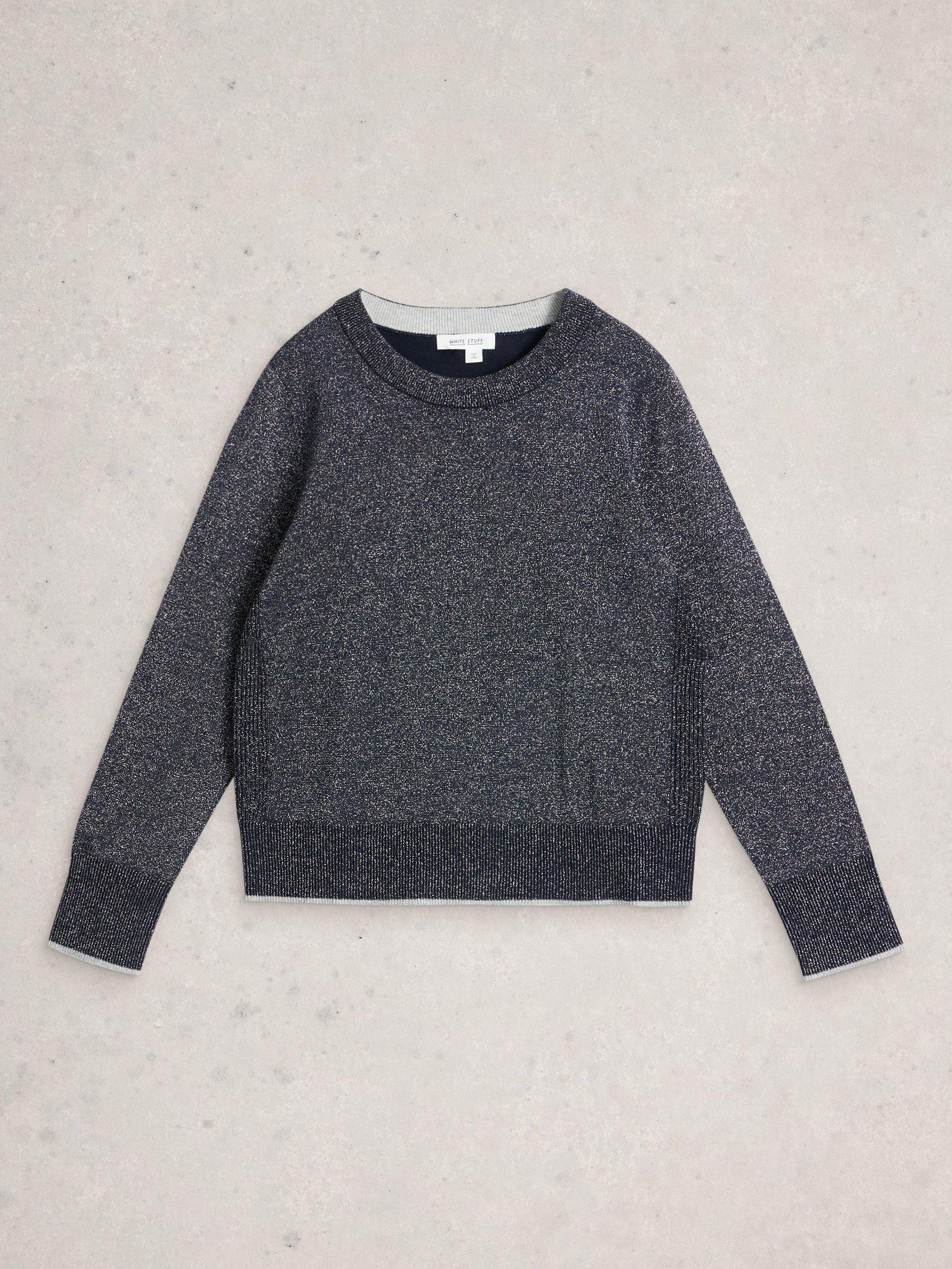 Product image 5 of 6, which shows White Stuff Katie Cotton Merino Wool Blend Jumper, Dark Navy, 8