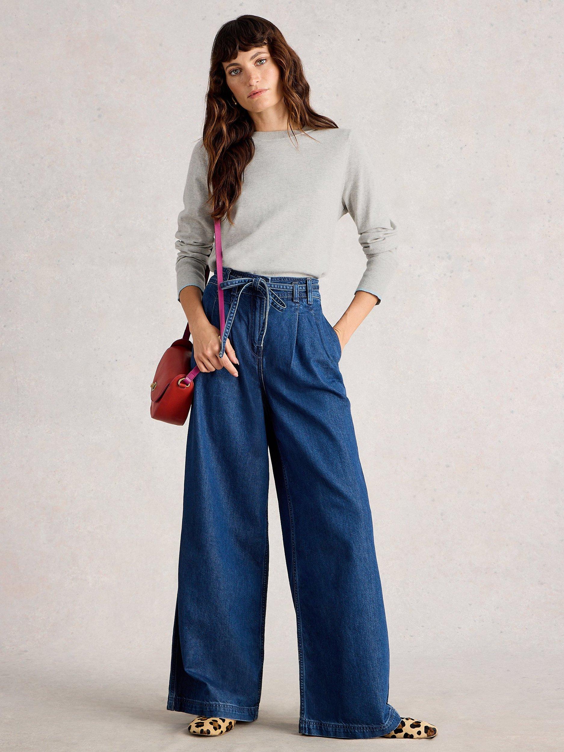 Product image 1 of 6, which shows White Stuff Katie Wool Blend Long Sleeve Round Neck Jumper, Mid Grey, 12