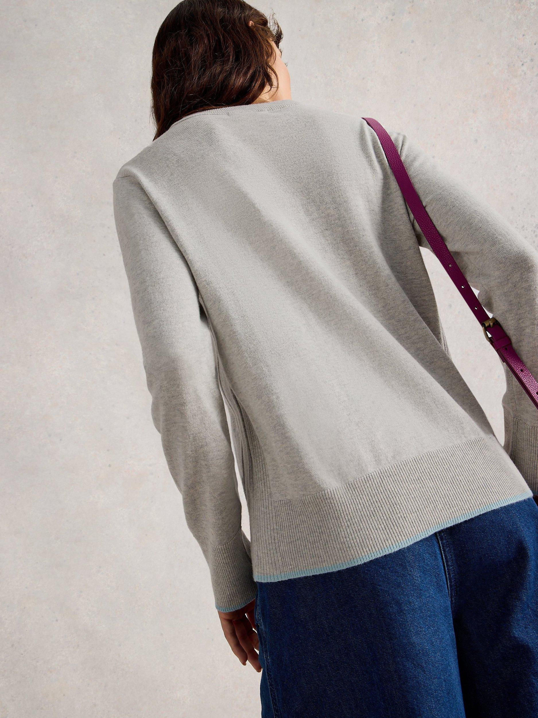 Product image 2 of 6, which shows White Stuff Katie Wool Blend Long Sleeve Round Neck Jumper, Mid Grey, 12