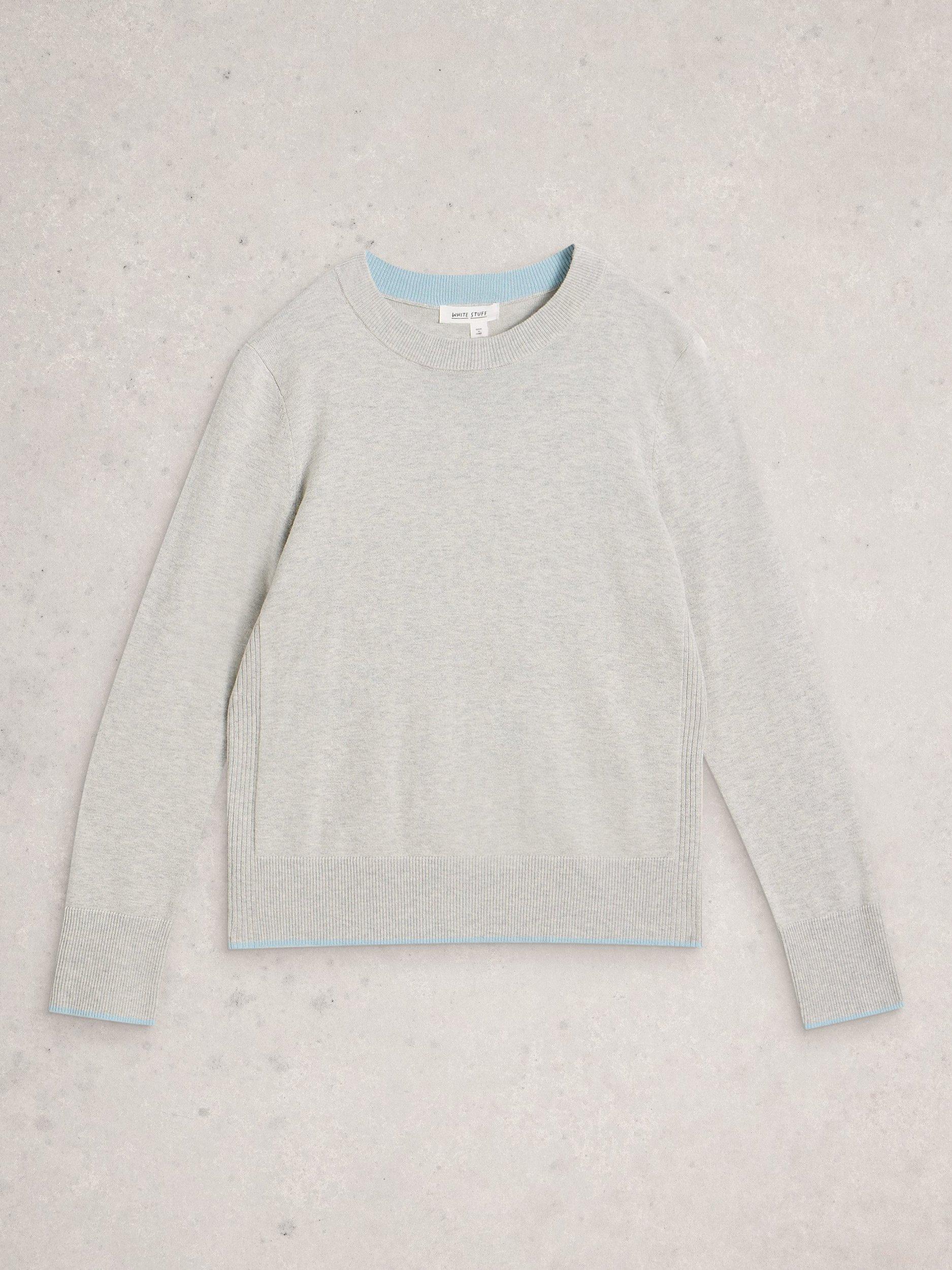Product image 5 of 6, which shows White Stuff Katie Wool Blend Long Sleeve Round Neck Jumper, Mid Grey, 12
