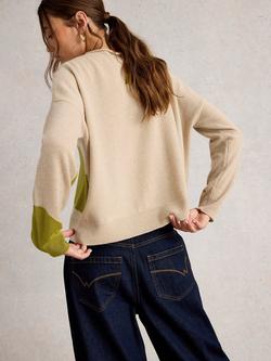 White Stuff Kitty Abstract Cashmere Jumper - view 2, Natural/Green