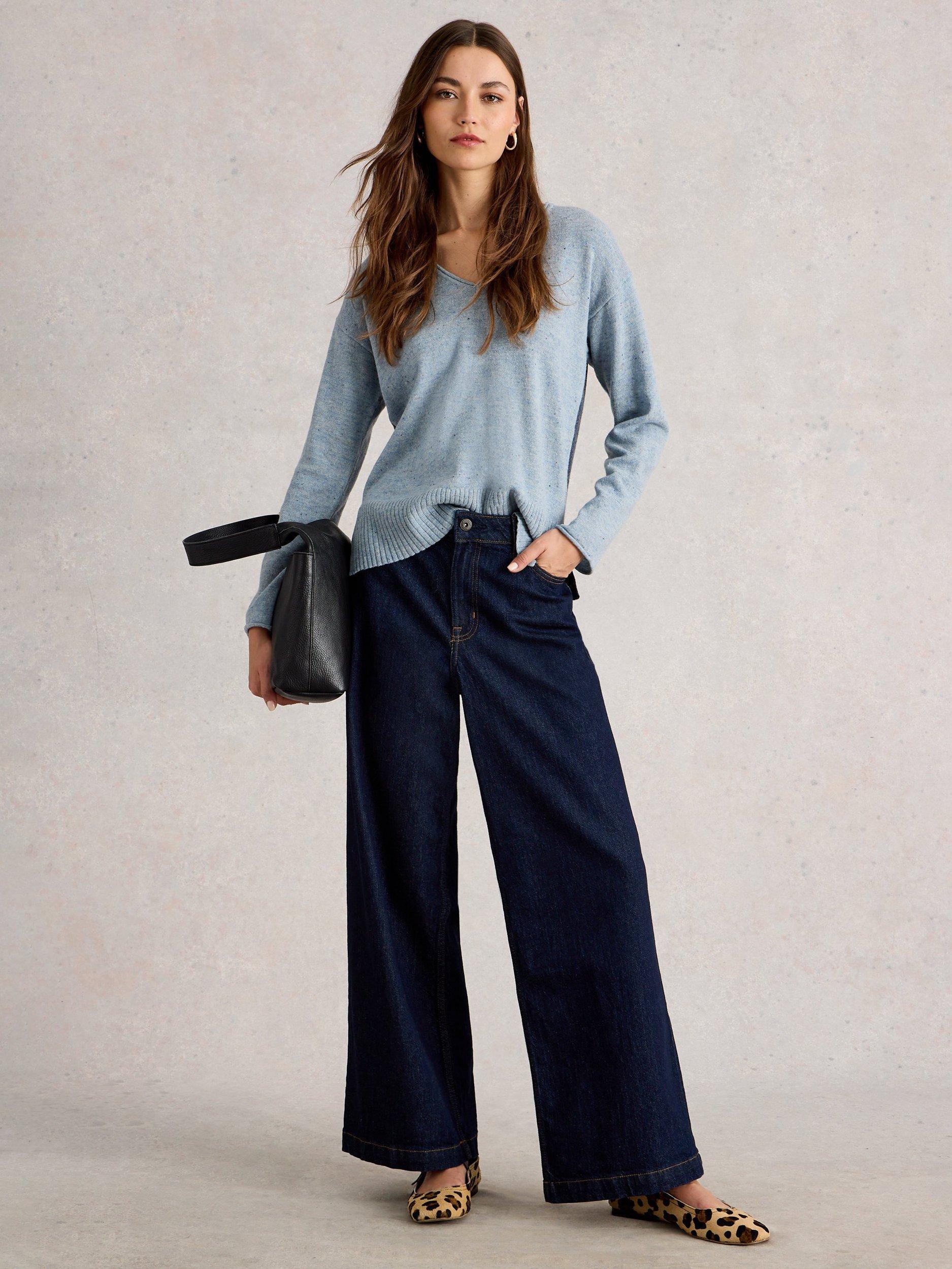 Product image 1 of 6, which shows White Stuff Lily Wool Colour Block V Neck Jumper, Blue/Multi, 6