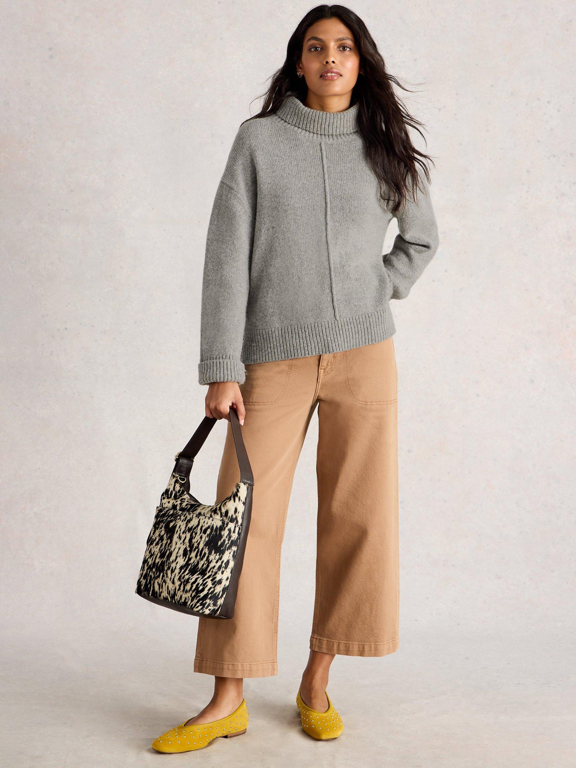 Product image 1 of 6, which shows White Stuff Marianne Wool Blend Turtle Neck Jumper , Mid Grey, 6