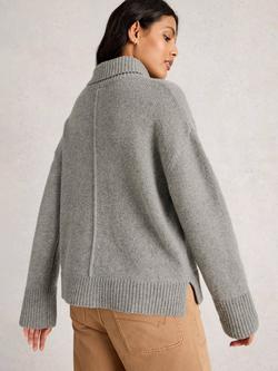 White Stuff Marianne Wool Blend Turtle Neck Jumper - view 2, Mid Grey