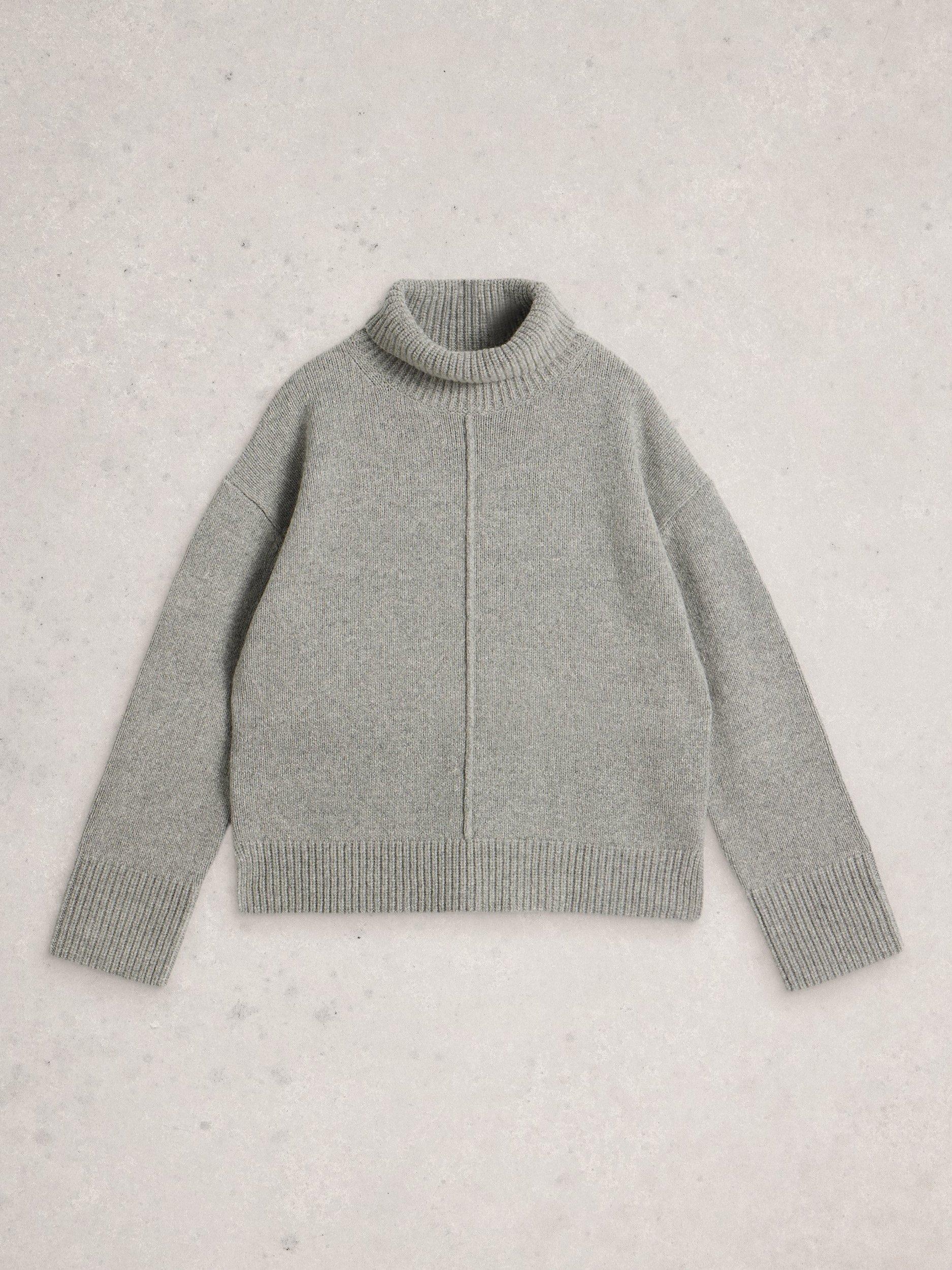 Product image 5 of 6, which shows White Stuff Marianne Wool Blend Turtle Neck Jumper , Mid Grey, 6