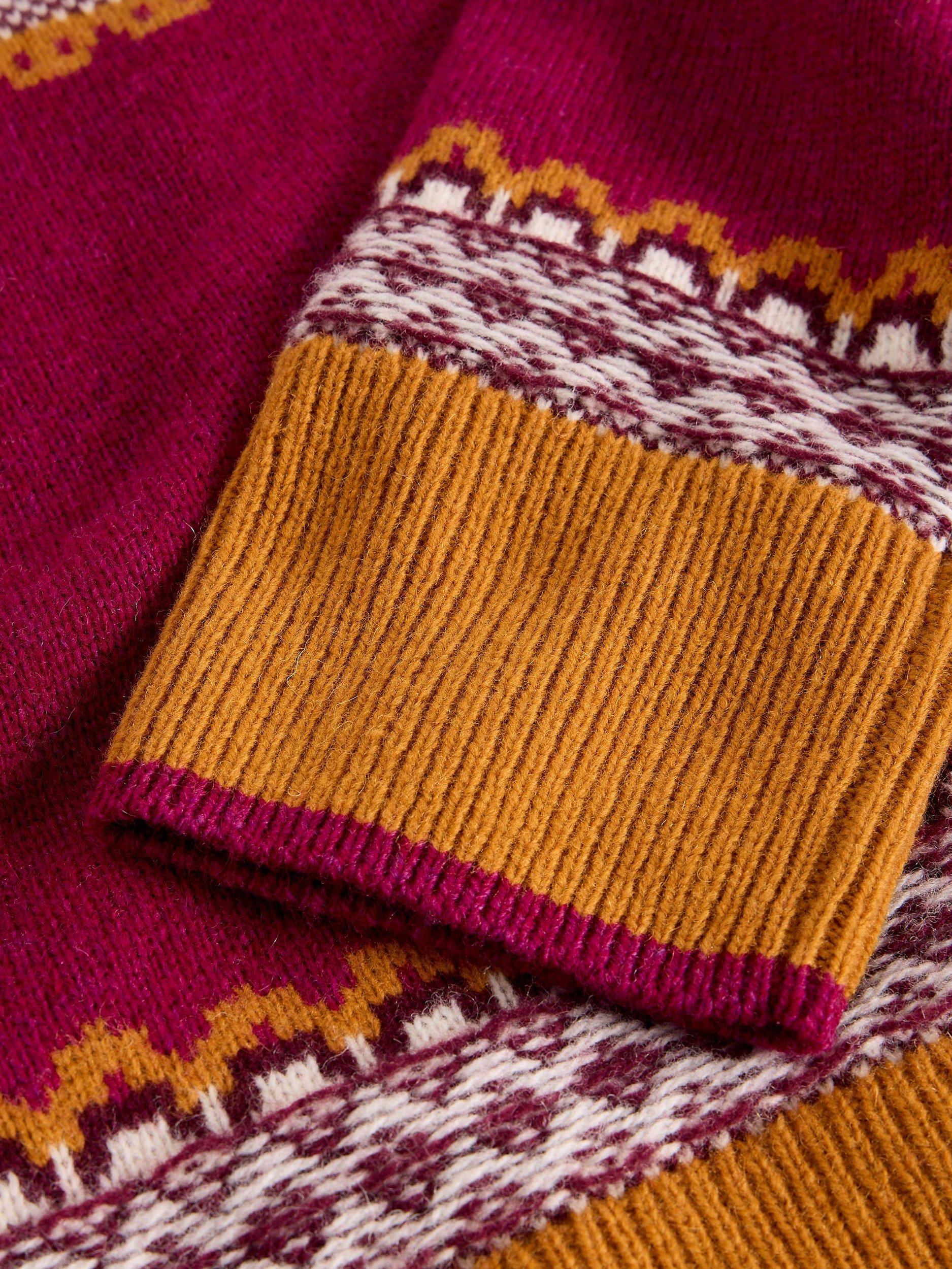 Product image 6 of 6, which shows White Stuff Millie High Neck Lambswool Blend Fairisle Jumper, Pink/Multi, 20