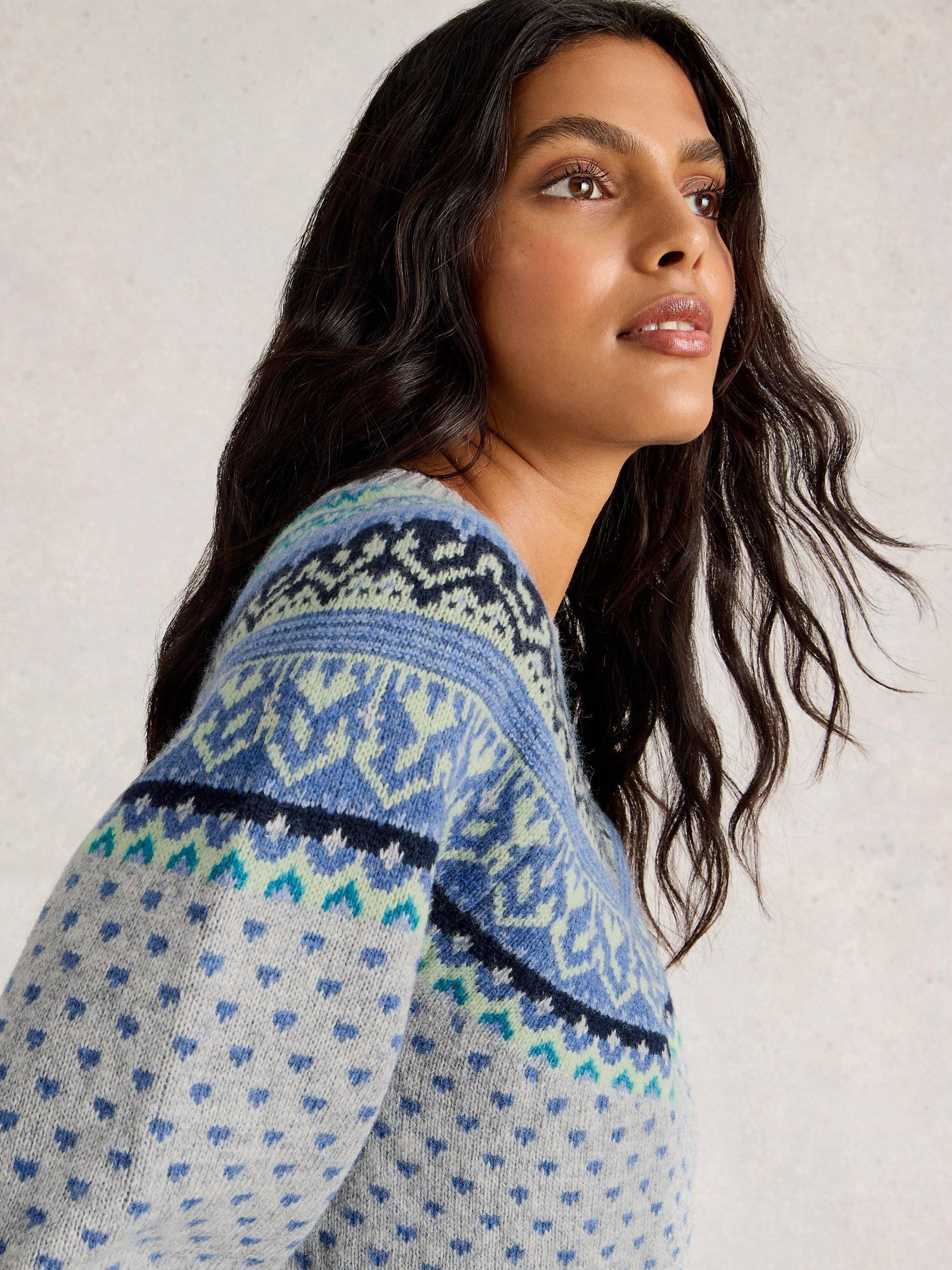 Product image 3 of 6, which shows White Stuff Fair Isle Wool Rich Jumper, Grey/Multi, 20