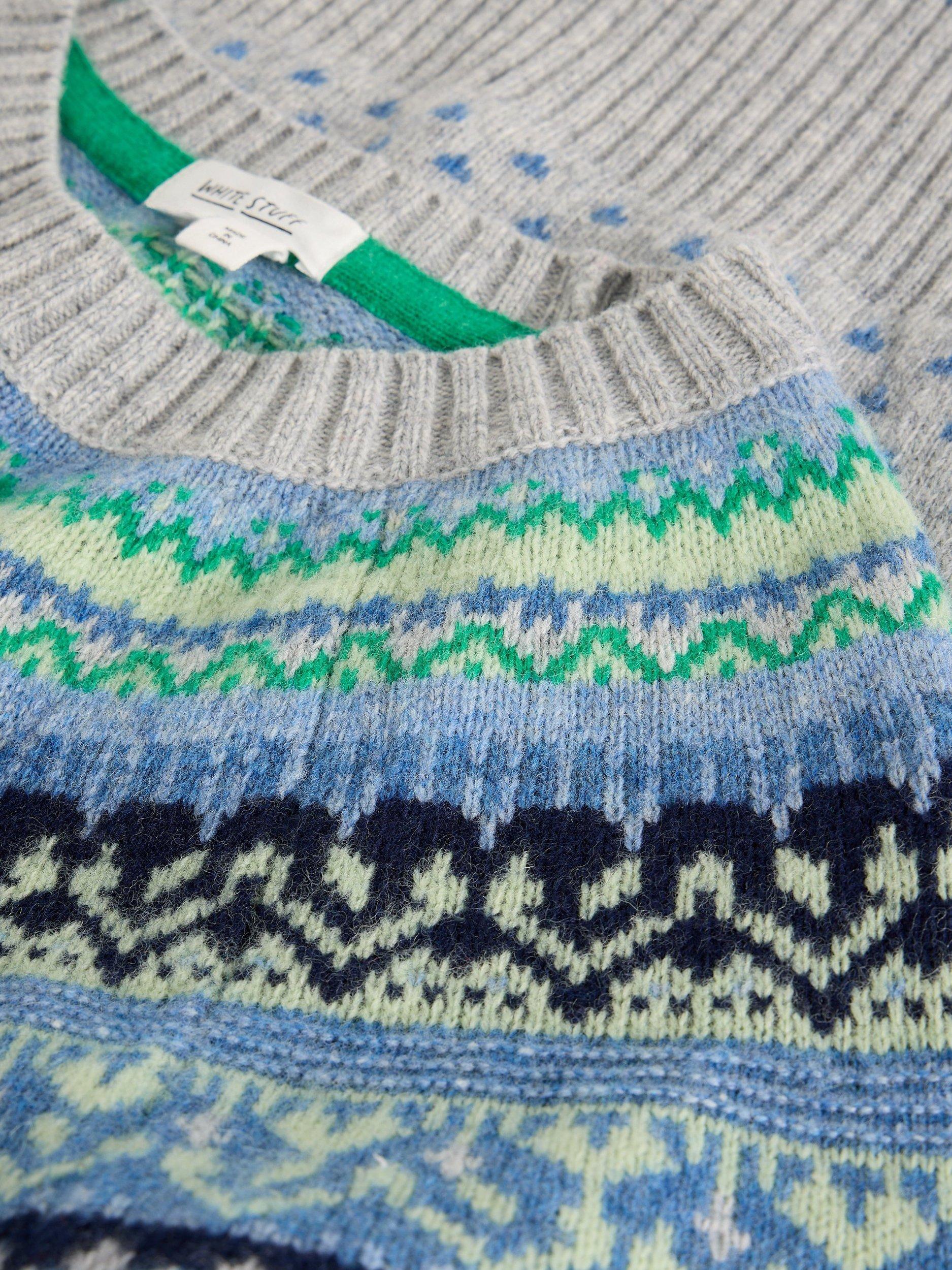 Product image 6 of 6, which shows White Stuff Fair Isle Wool Rich Jumper, Grey/Multi, 20
