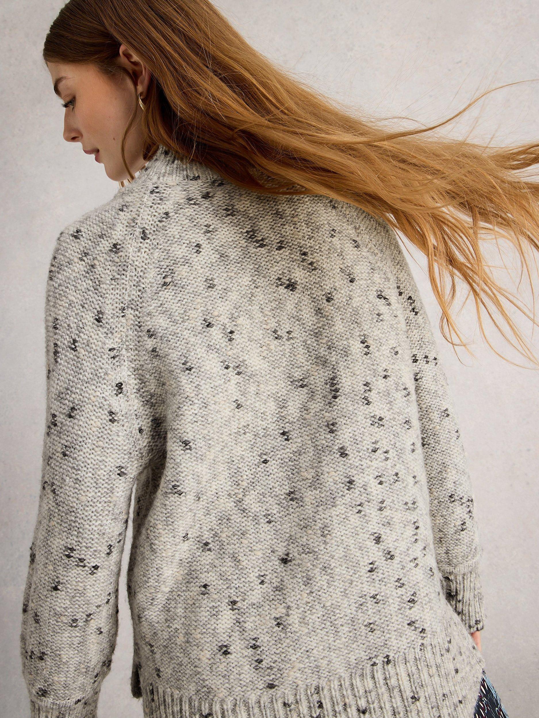 Product image 2 of 6, which shows White Stuff Mono Roll Neck Yarn Jumper, Ivory/Multi, 6