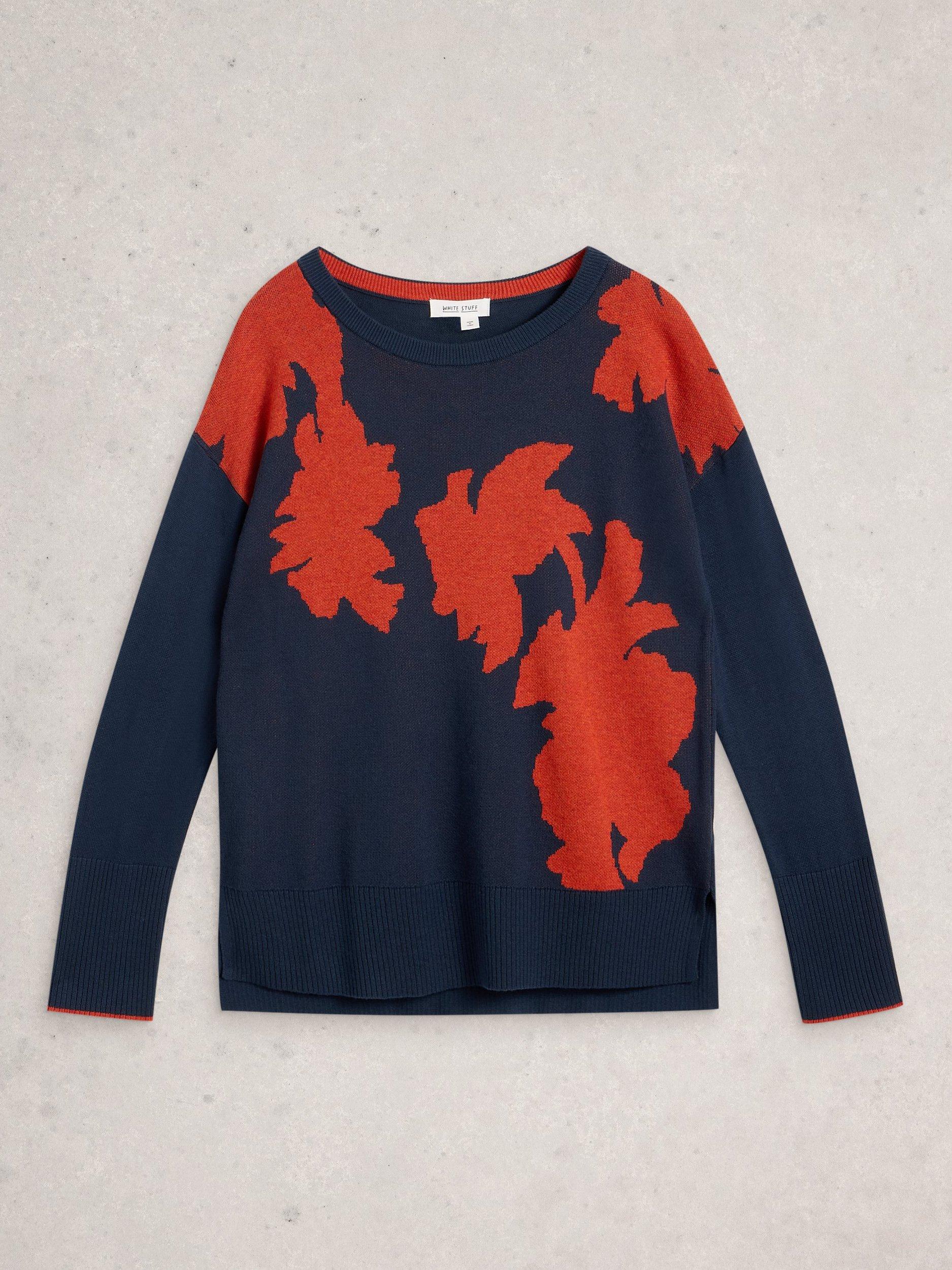 Product image 5 of 6, which shows White Stuff Olive Cotton Blend Jumper, Navy/Orange, 6