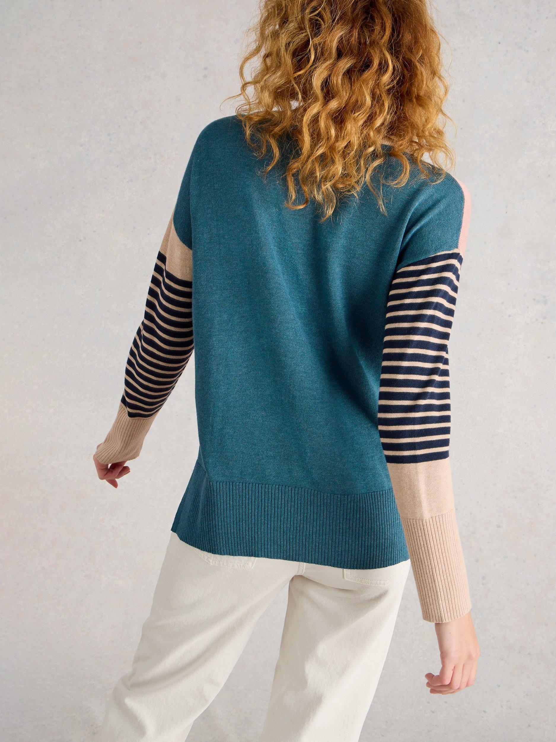 Product image 2 of 6, which shows White Stuff Olive Heart Stripes Jumper, Pink/Multi, 6