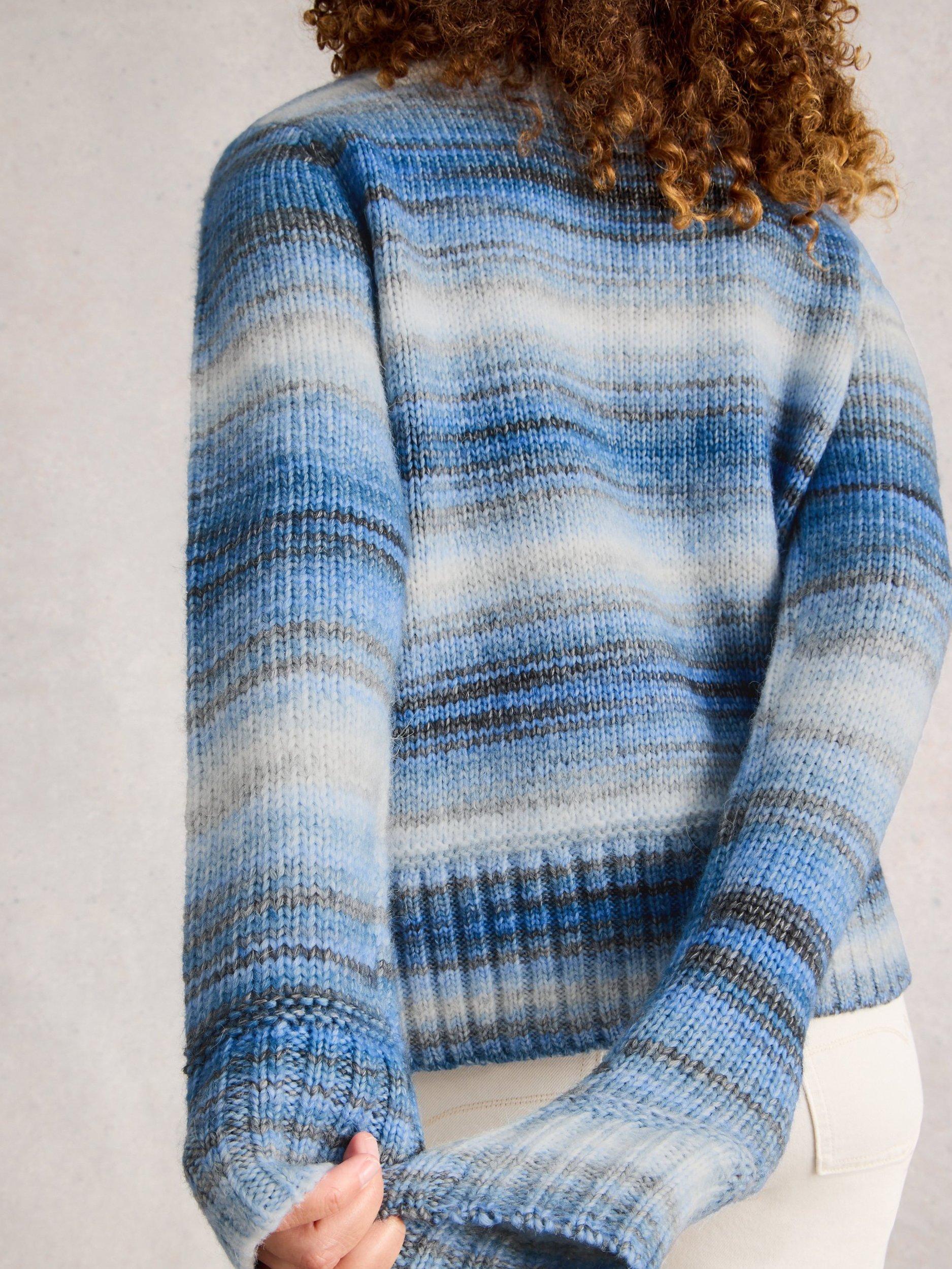 Product image 2 of 6, which shows White Stuff Sabrina Space Dye Stripe Jumper, Blue/Multi, 16