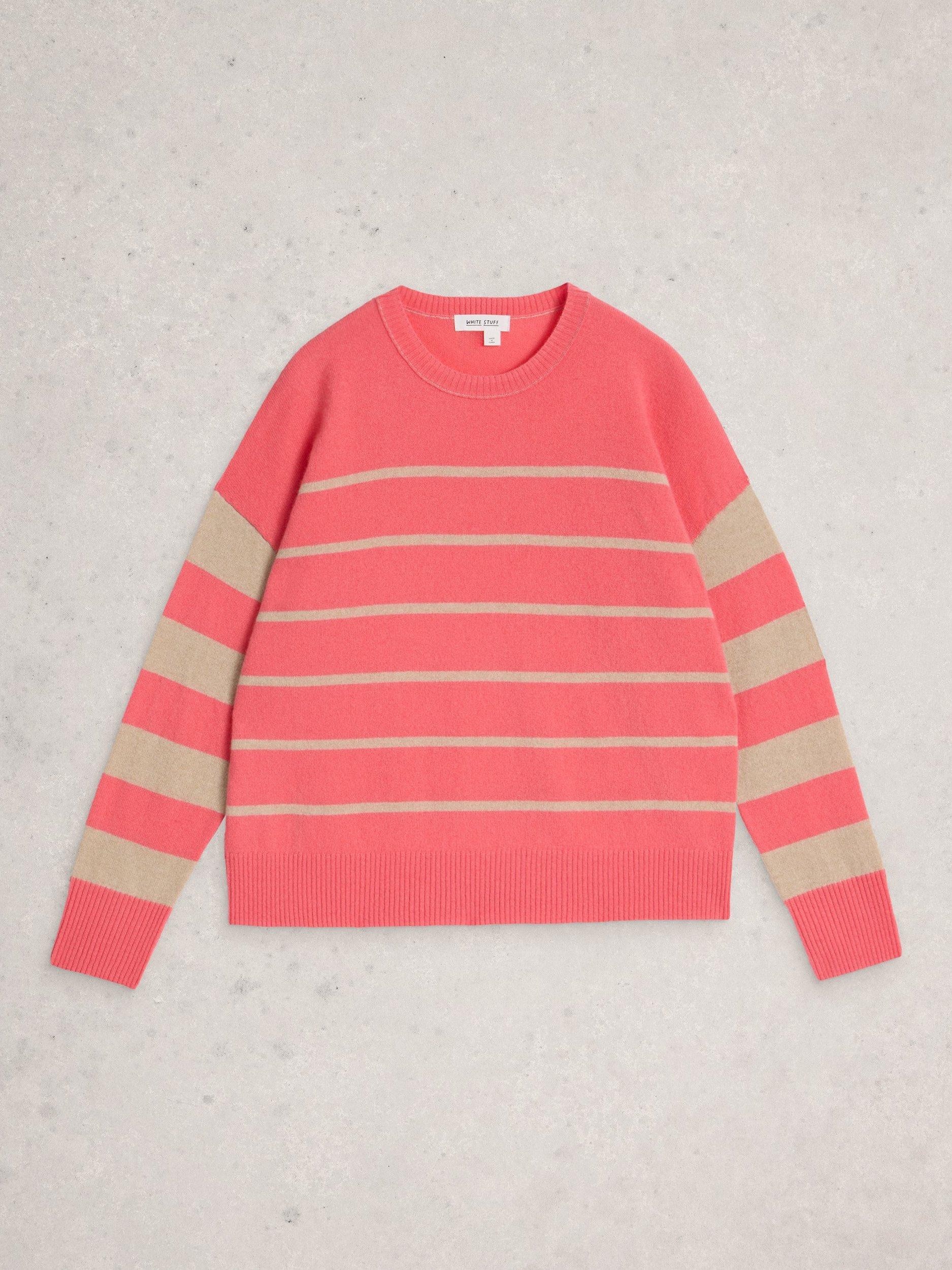 Product image 5 of 6, which shows White Stuff Cashmere Stripe Long Sleeve Crew Neck Jumper, Multi, 8