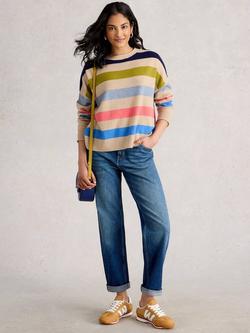 White Stuff Cashmere Stripe Jumper, Grey/Multi