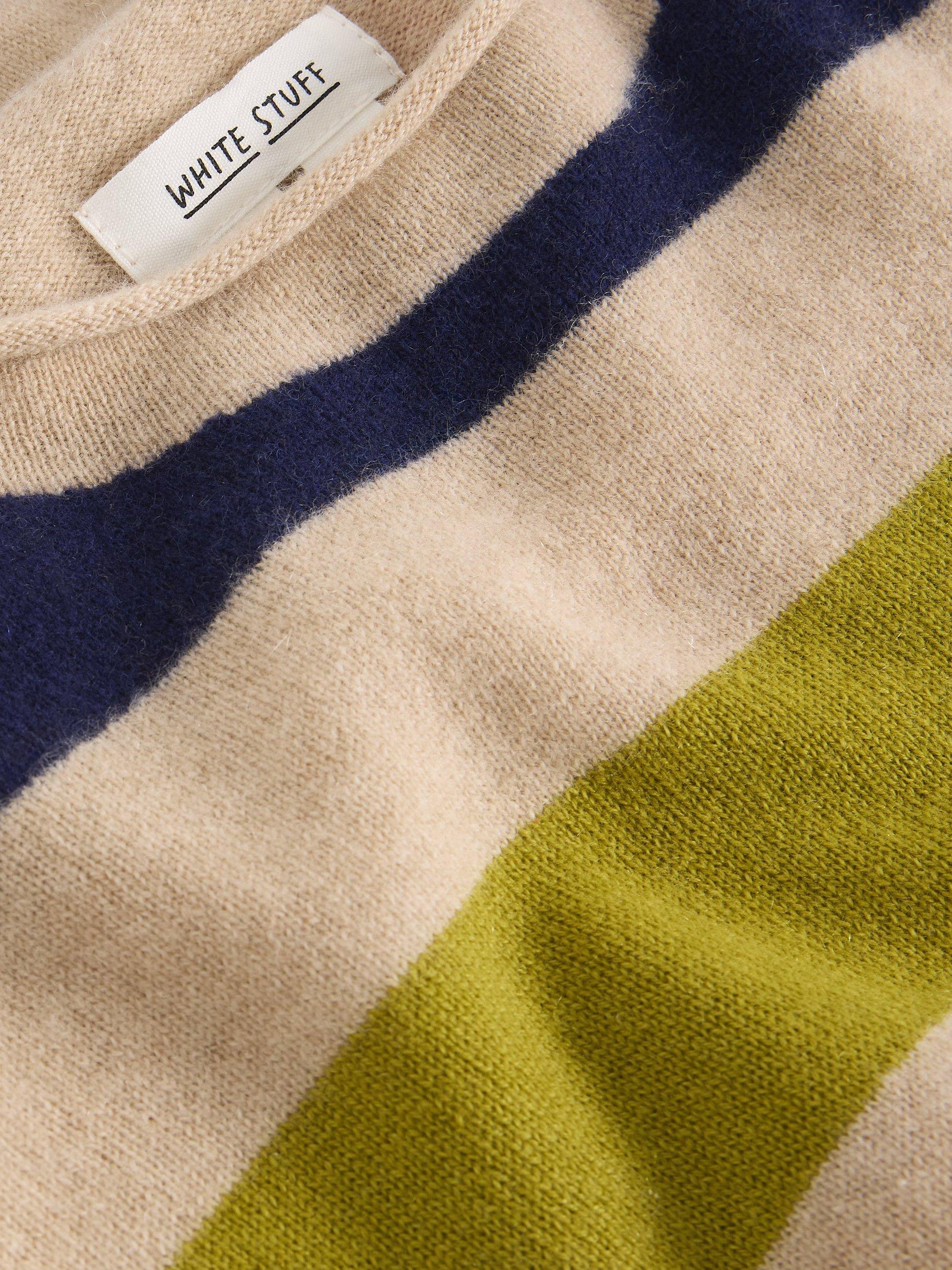 Product image 6 of 6, which shows White Stuff Cashmere Stripe Jumper, Grey/Multi, 14