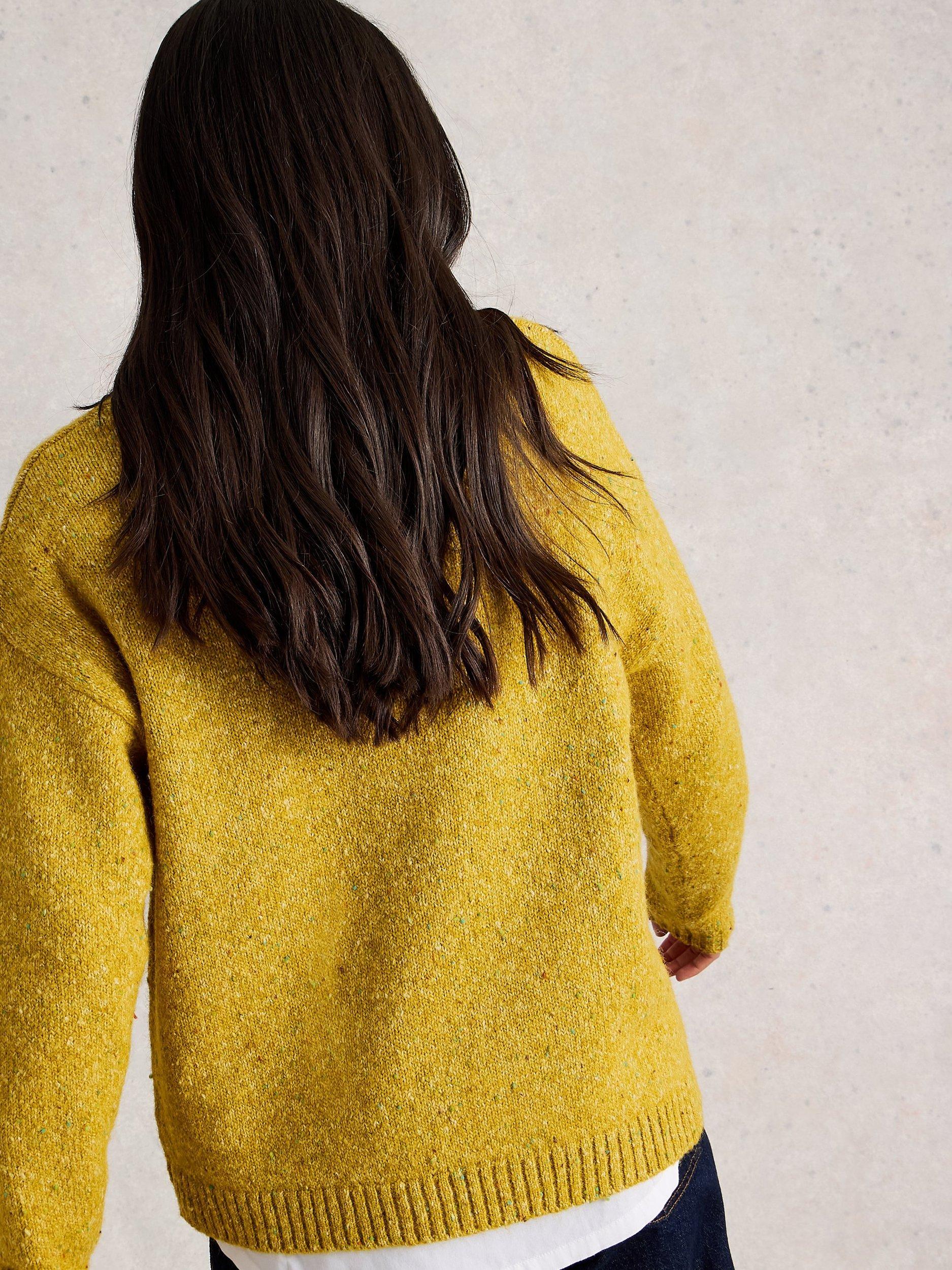 Product image 2 of 6, which shows White Stuff Textured V-Neck Jumper, Mid Yellow, 6