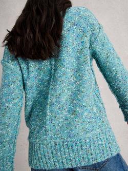 White Stuff Tilly V-Neck Jumper, Mid Blue - view 2, Mid Blue