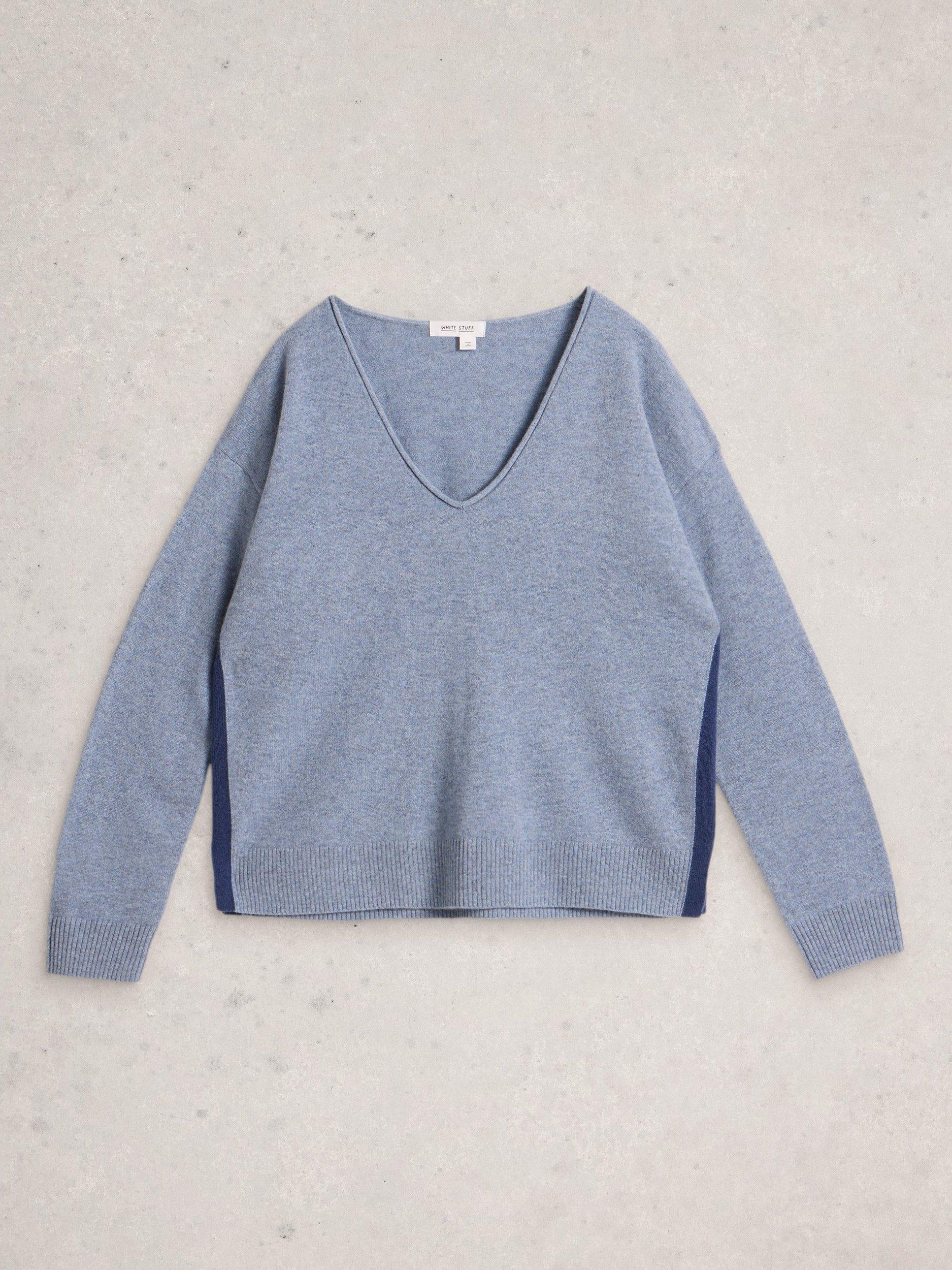 Product image 5 of 6, which shows White Stuff Cashmere V Neck Jumper, Mid Blue, 10