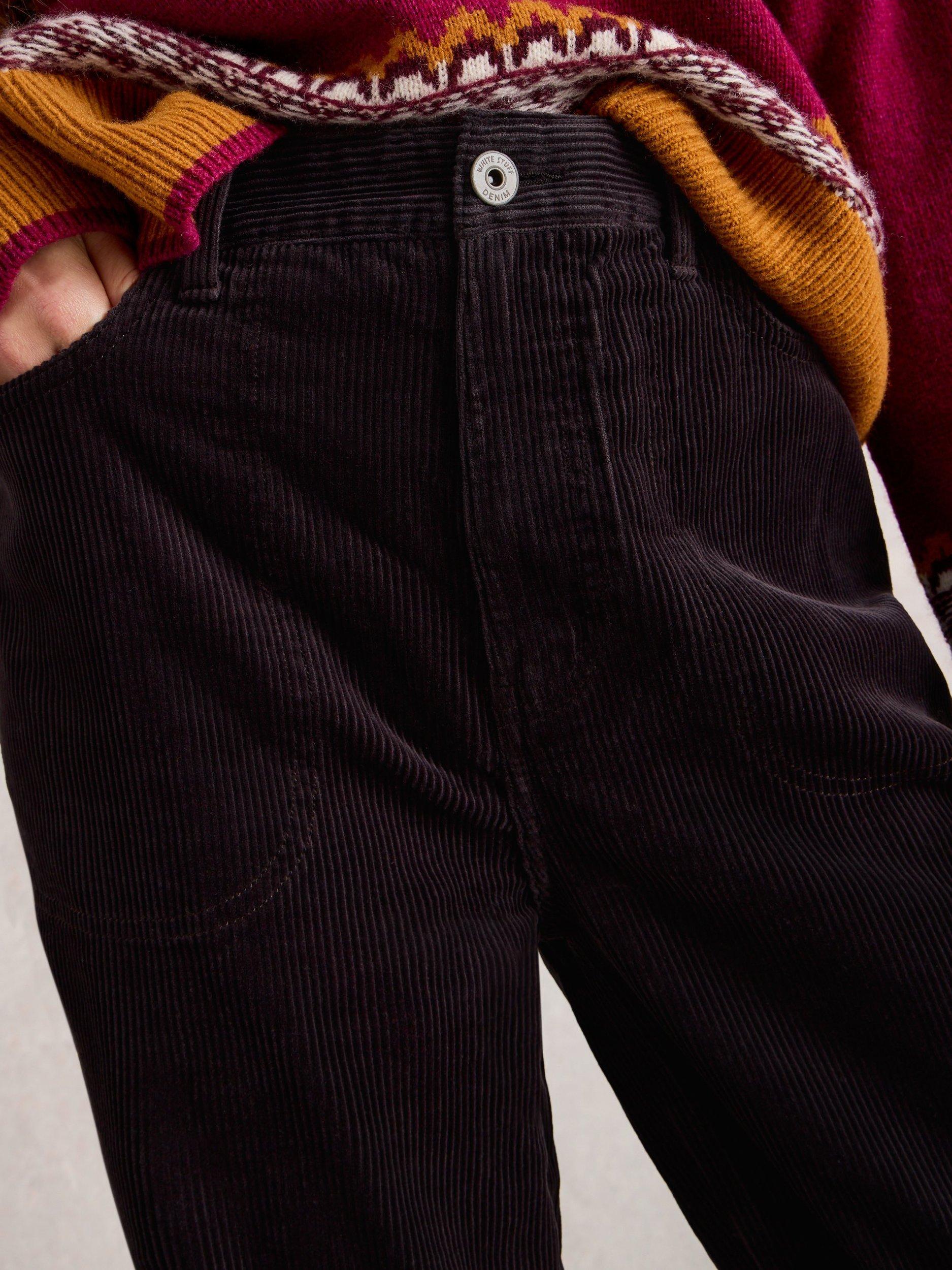 Product image 3 of 6, which shows White Stuff Tia Cotton Blend Wide Leg Cropped Trousers, Dark Grey, 10R