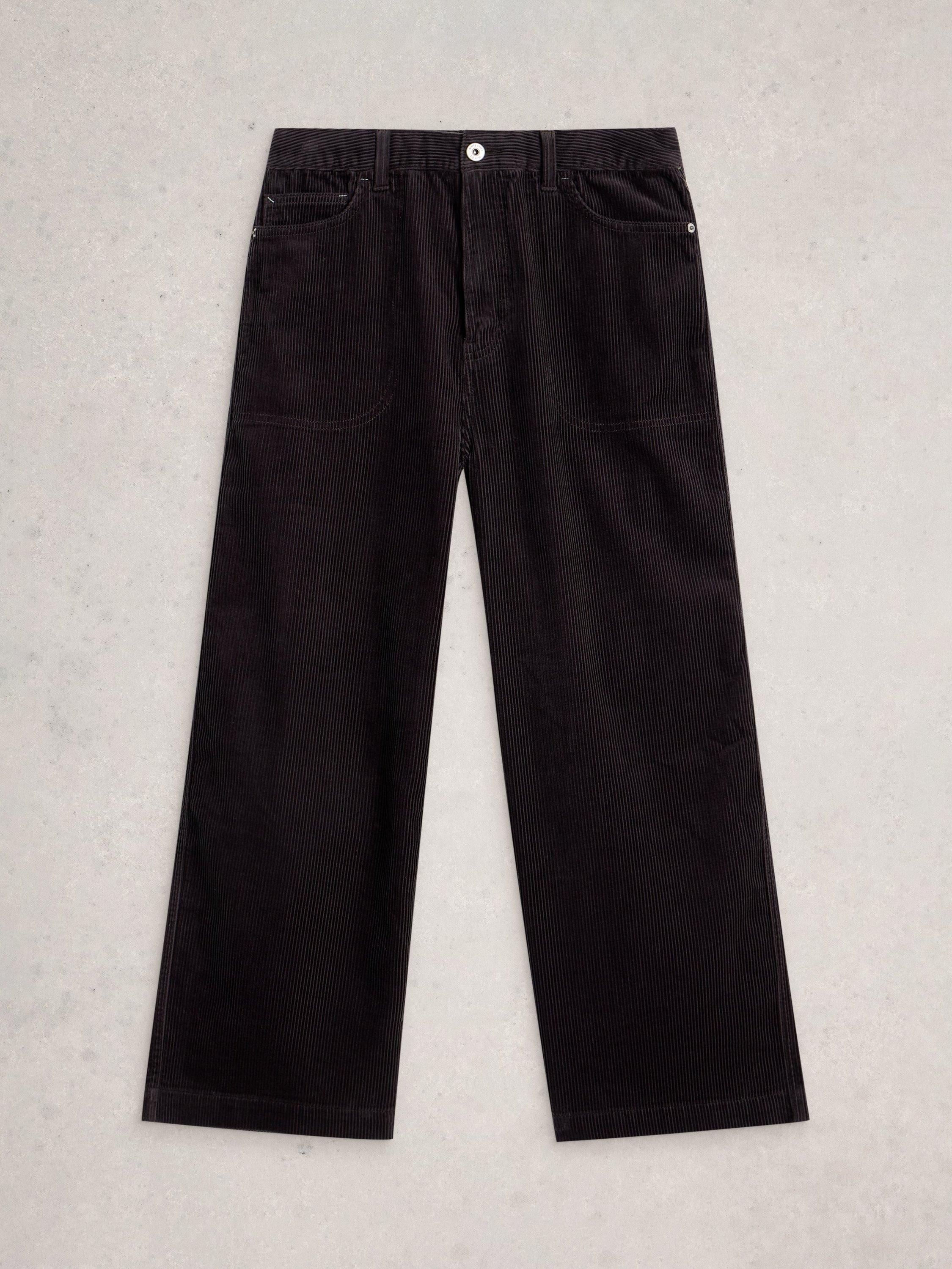 Product image 5 of 6, which shows White Stuff Tia Cotton Blend Wide Leg Cropped Trousers, Dark Grey, 10R