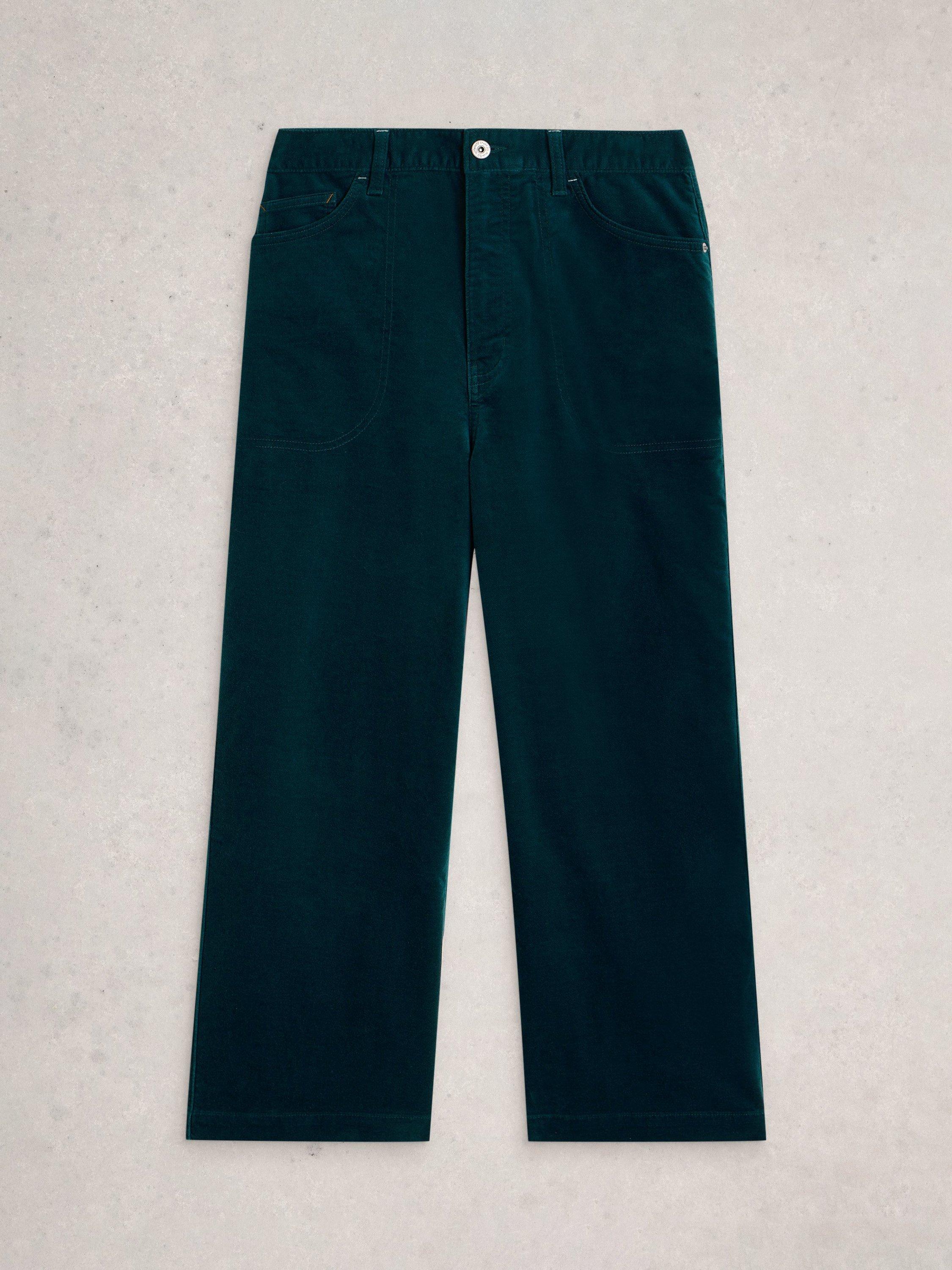 Product image 5 of 6, which shows White Stuff Tia Cropped Velvet Trousers, Dark Teal, 6R