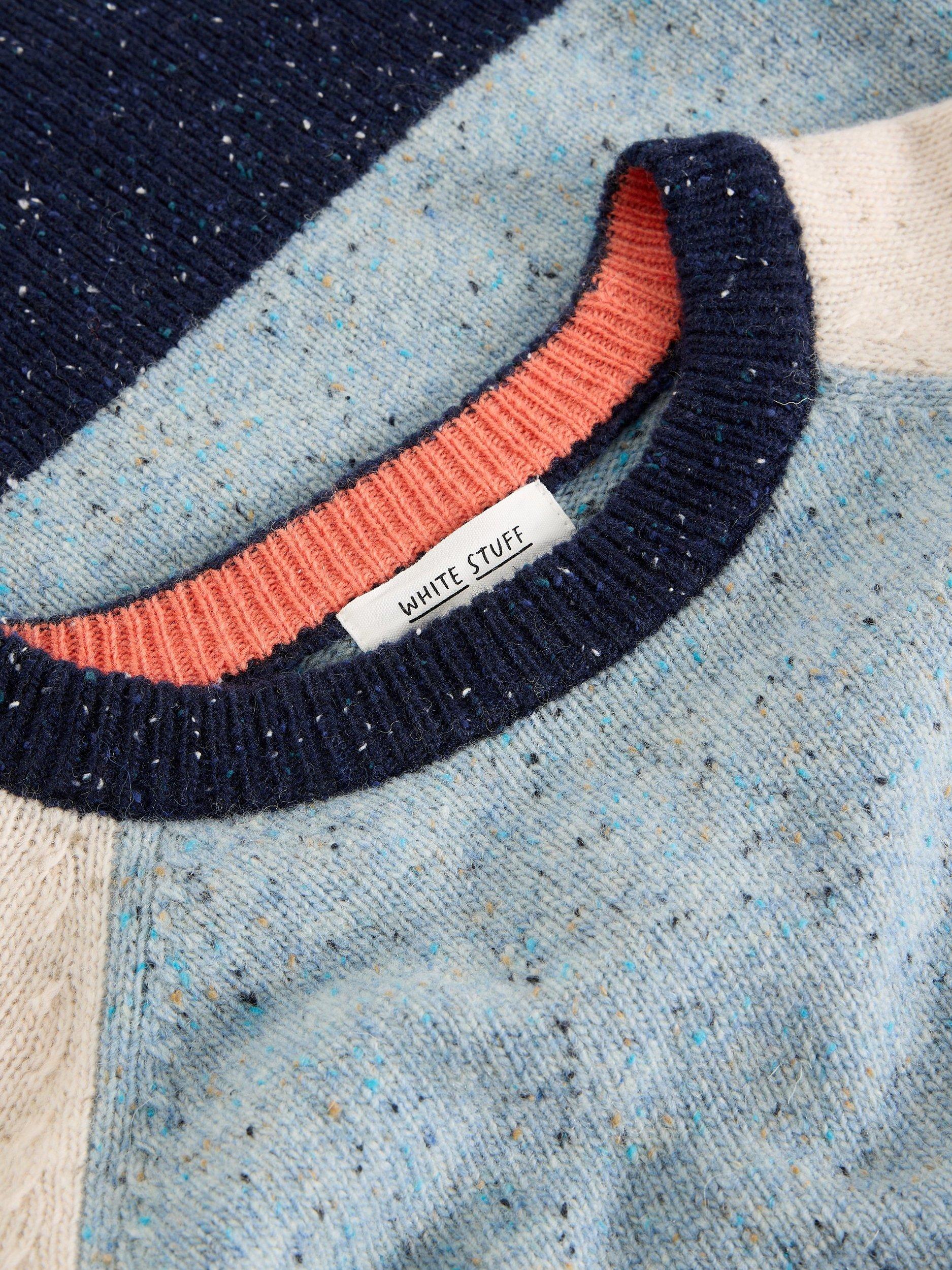 Product image 6 of 6, which shows White Stuff Wool Blend Colour Block Long Sleeve Crew Neck Jumper, Blue/Multi, 22
