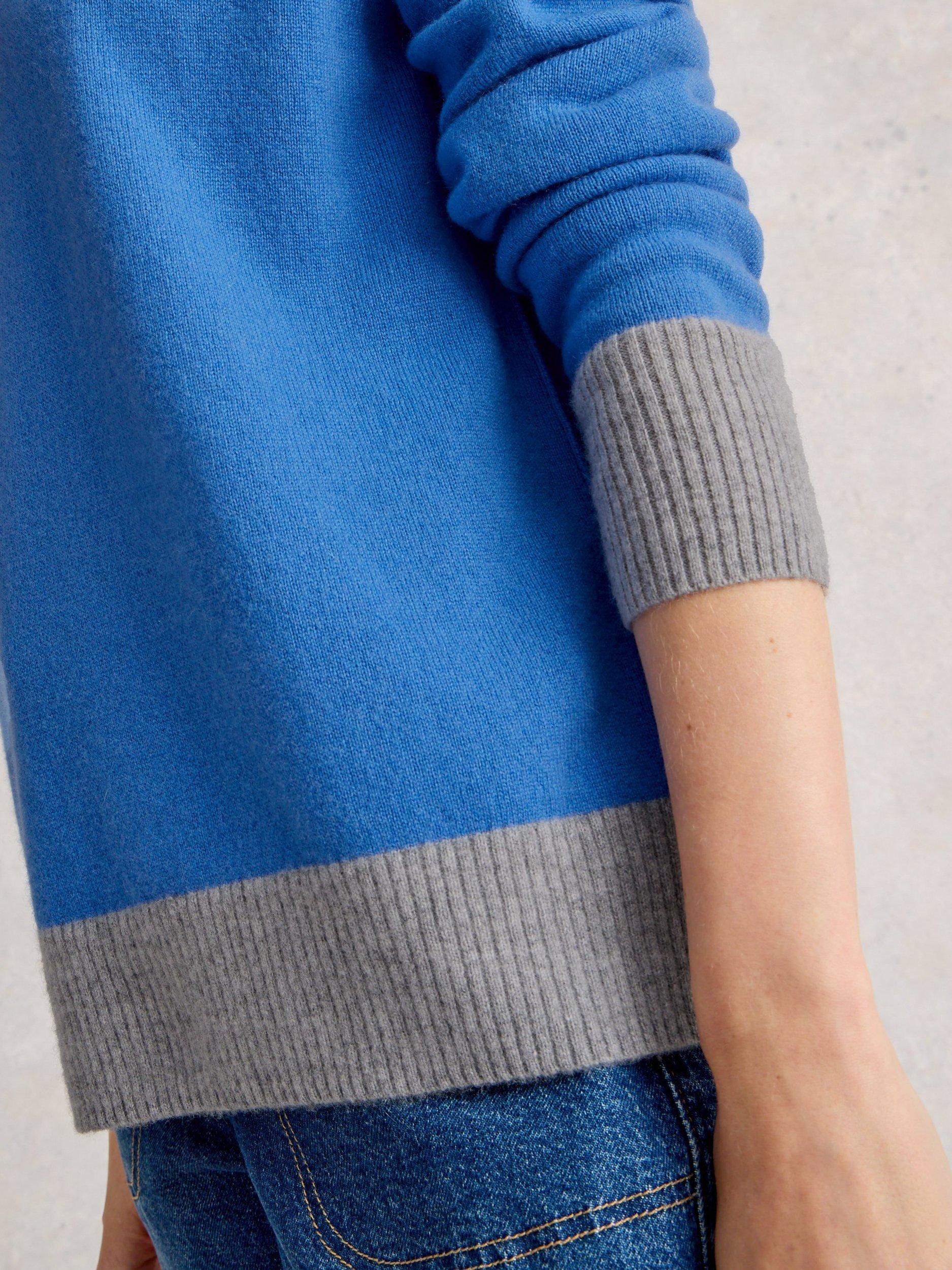Product image 3 of 6, which shows White Stuff Crew Neck Colour Block Jumper, Blue/Multi, 8