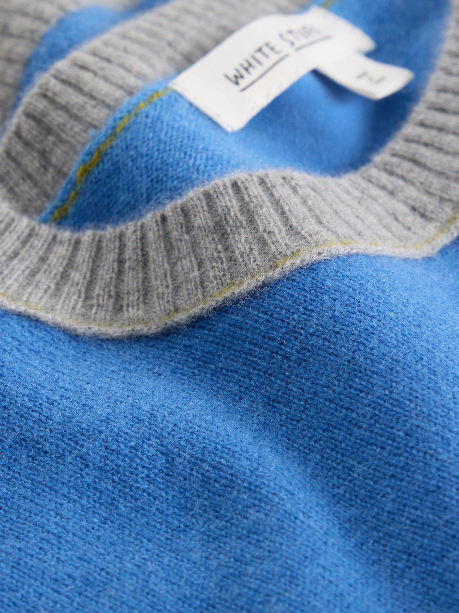 Product image 6 of 6, which shows White Stuff Crew Neck Colour Block Jumper, Blue/Multi, 8
