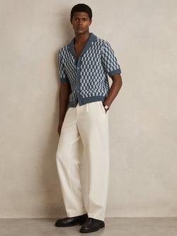 Reiss Robbie Check Cotton Shirt, Airforce Blue/Soft