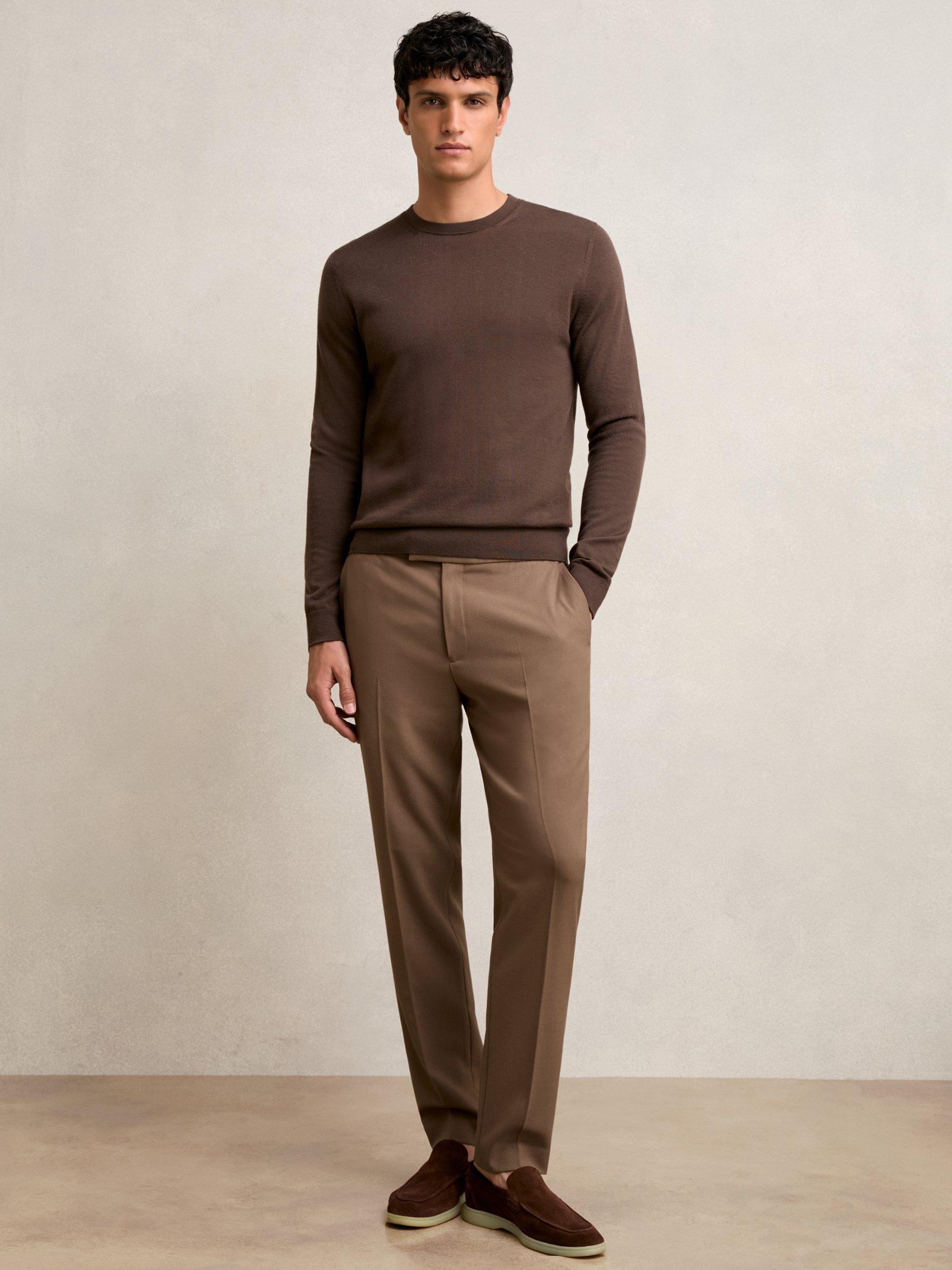 Product image 1 of 5, which shows Reiss Found Drawstring Slim Fit Trousers, Camel, 28 R