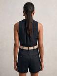 Reiss Mila Pure Linen Playsuit, Navy