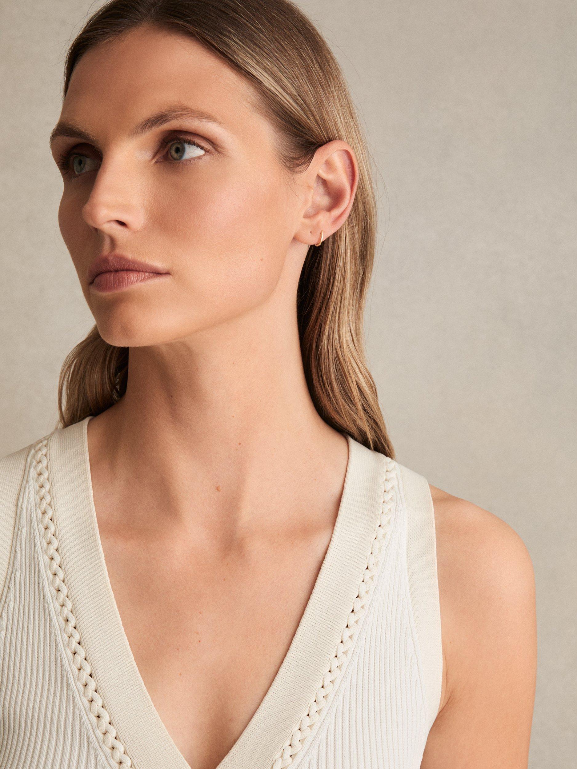 Product image 5 of 5, which shows Reiss Lanette Sleeveless V Neck Cami, Ivory/Ecru, XS
