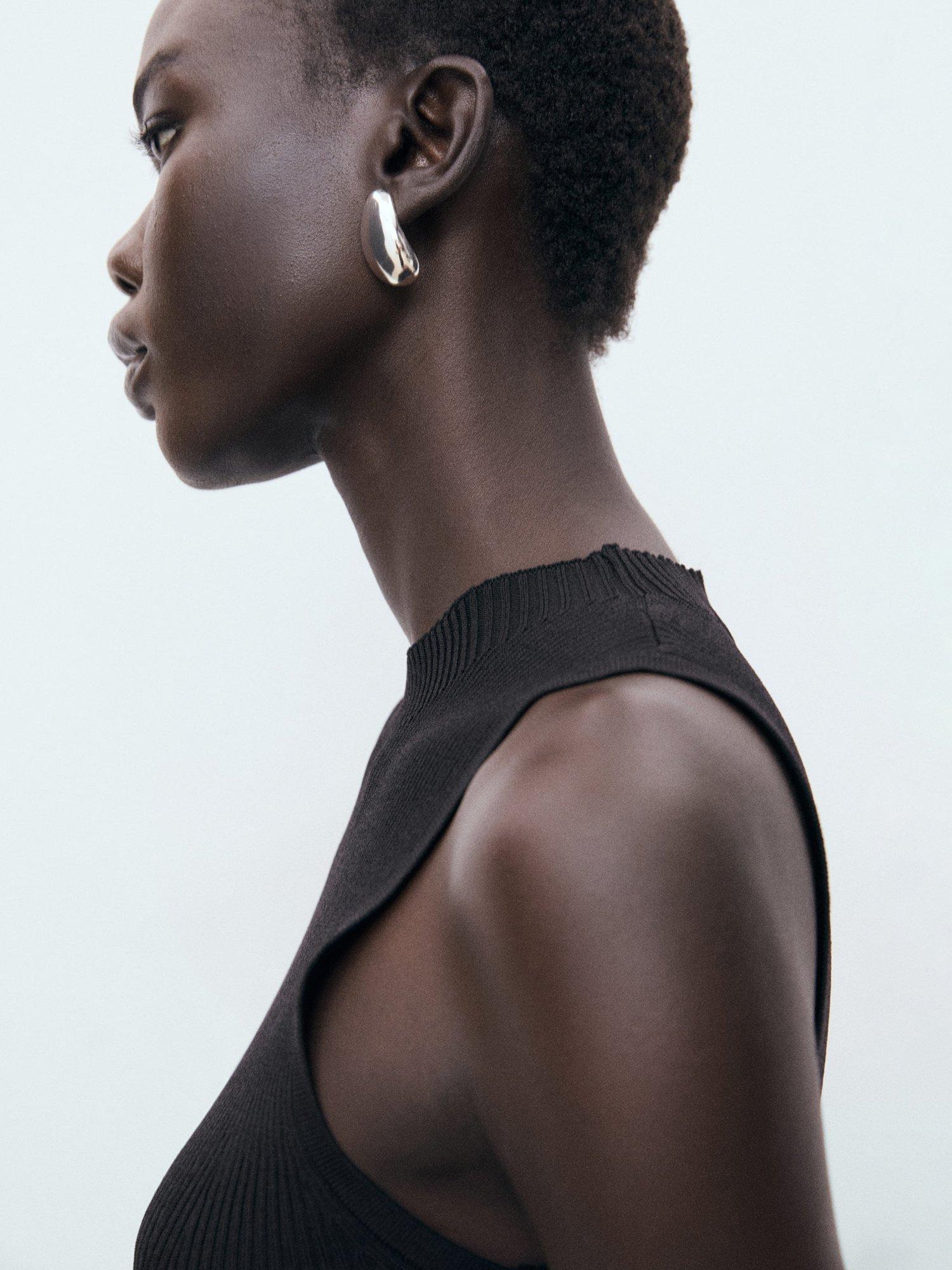 Product image 6 of 7, which shows Mango Albert Sleeveless Fit and Flare Mini Dress, Black, 10