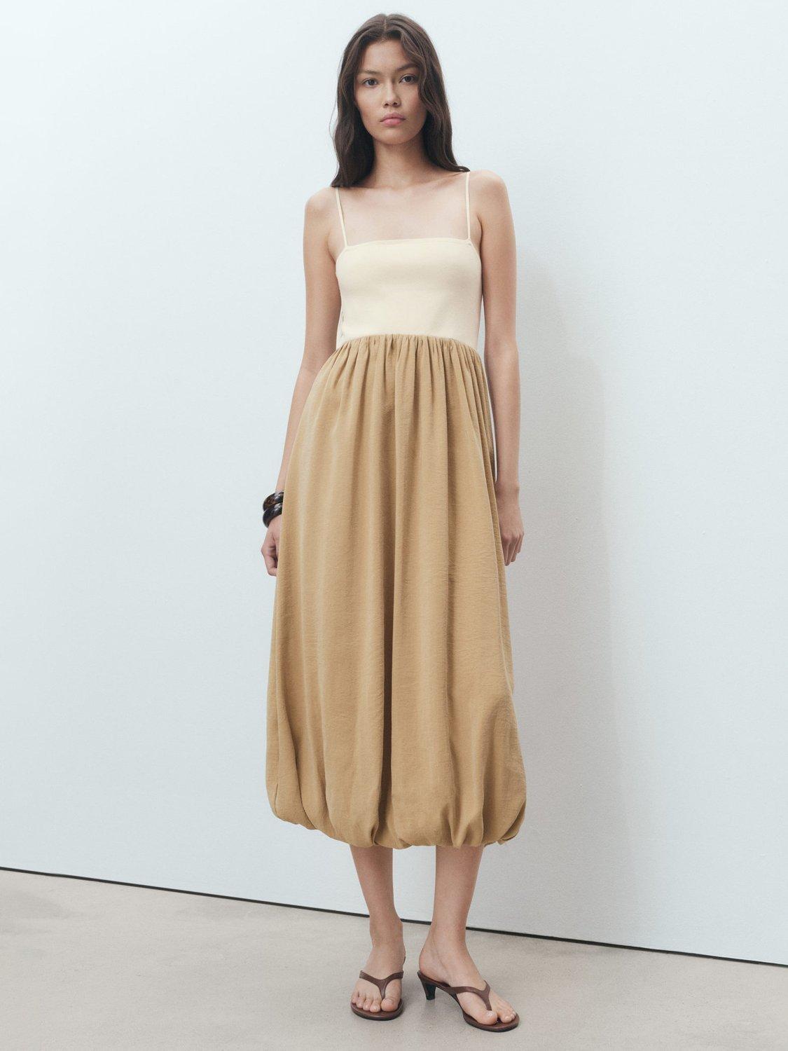 Product image 1 of 8, which shows Mango Almond Midi Dress, Medium Brown, 10