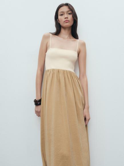 Mango Almond Midi Dress - view 2, Medium Brown