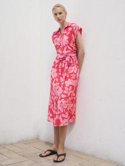 Mango Apple Floral Print Midi Dress, Bright Pink