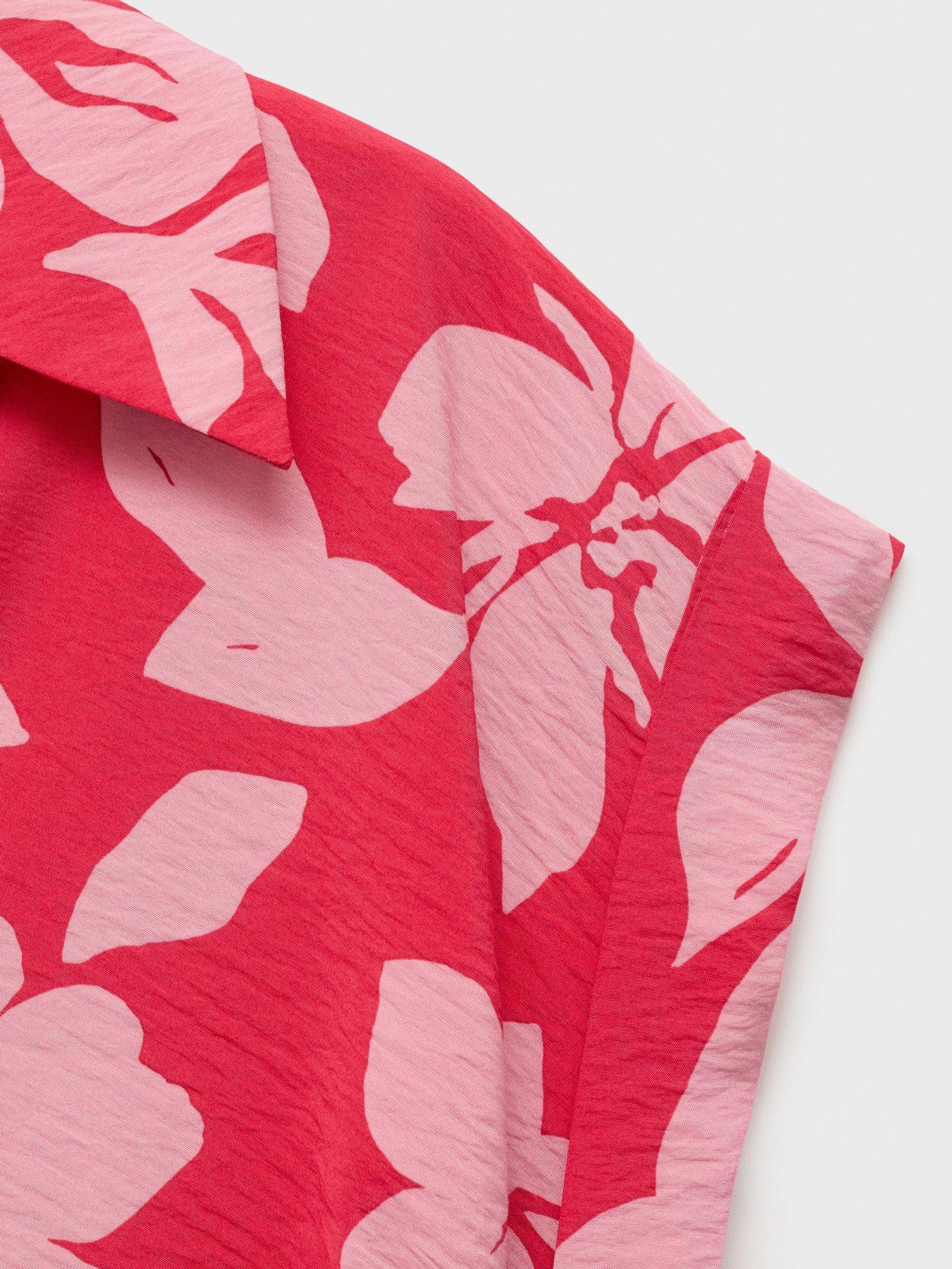 Product image 5 of 8, which shows Mango Apple Floral Print Midi Dress, Bright Pink, 10