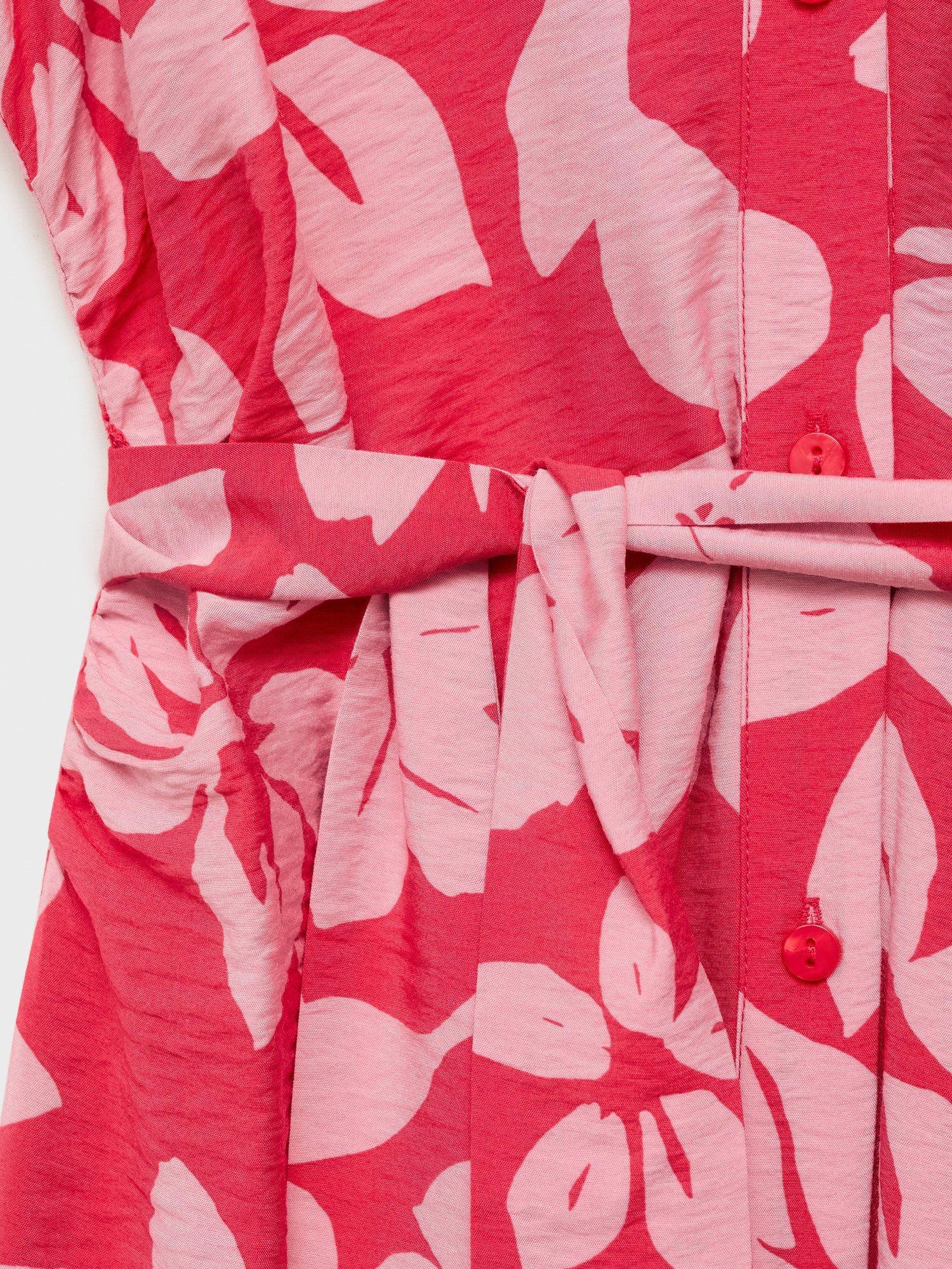 Product image 8 of 8, which shows Mango Apple Floral Print Midi Dress, Bright Pink, 10