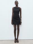 Mango Brown Sleeveless Linen Cotton Blend Mini Dress
