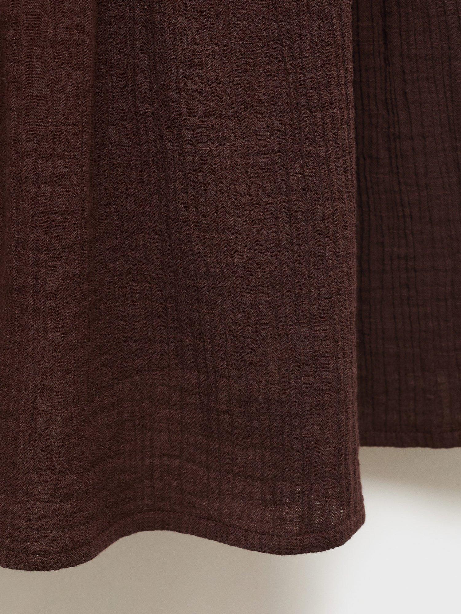 Product image 5 of 7, which shows Mango Corfu Cotton Midi Dress, Dark Brown, 10
