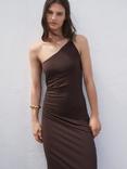 Mango Cuba Asymmetrical Dress, Brown