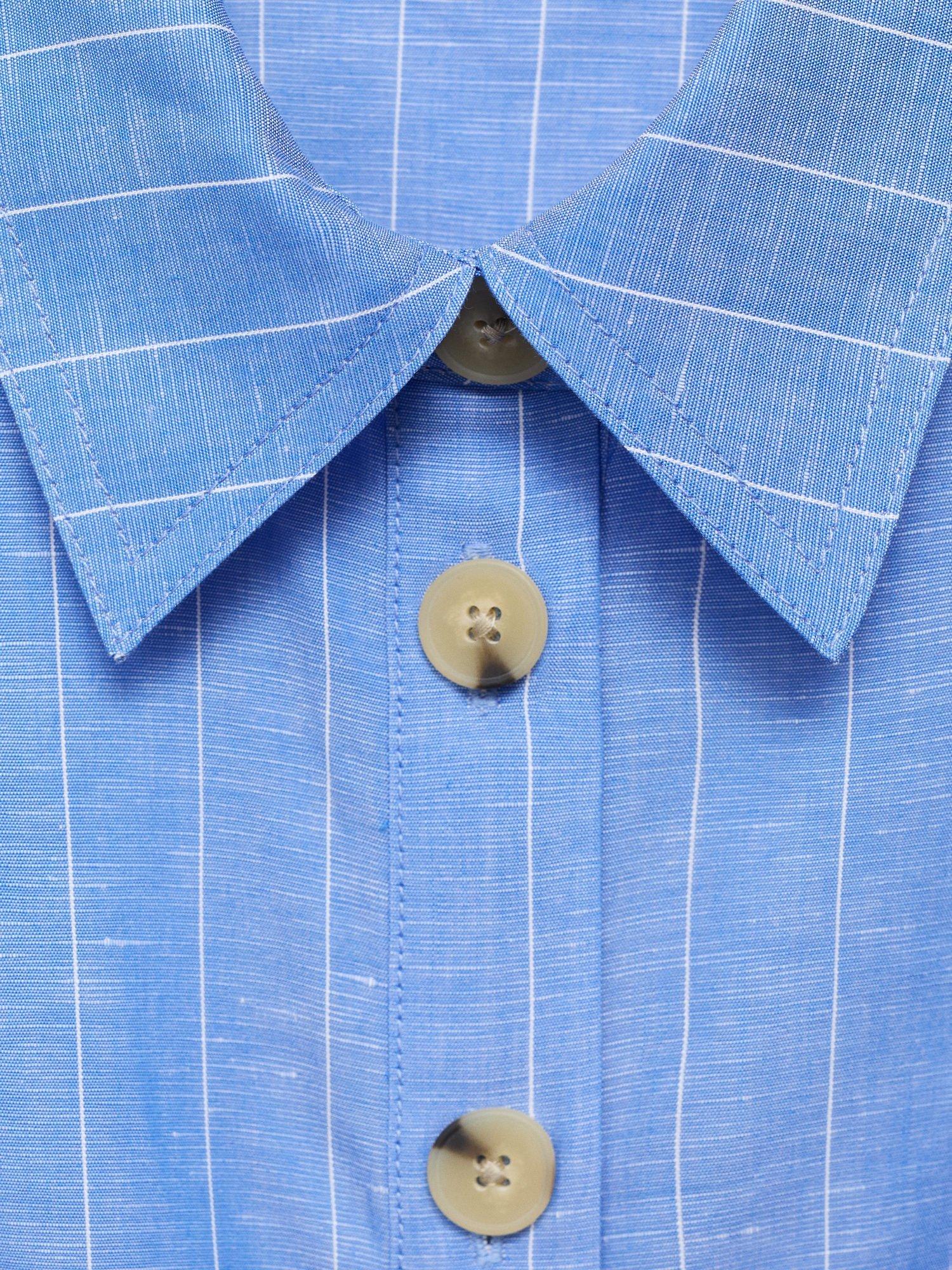 Product image 5 of 8, which shows Mango Dam Striped Linen Blend Shirt Style Dress, Medium Blue, 10