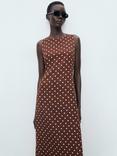 Mango Greeny Polka Dot Midi Dress, Brown